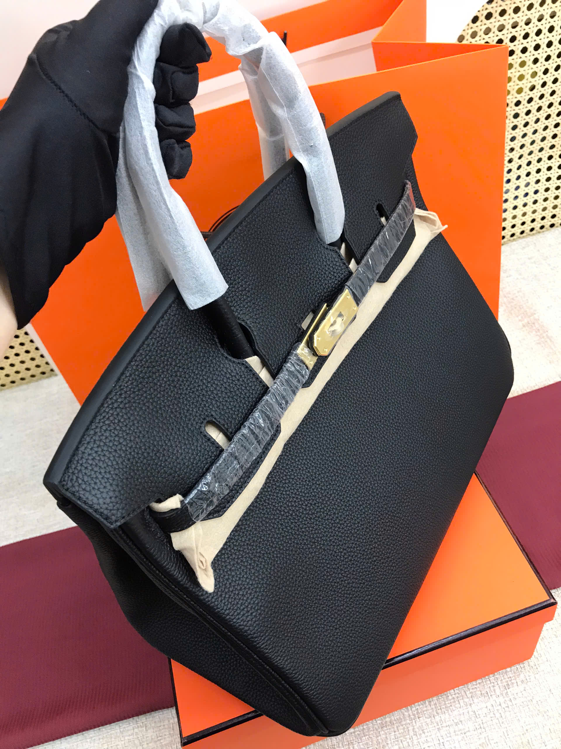 Túi Hermes Birkin Super Màu Đen Lót Hồng Size 35cm