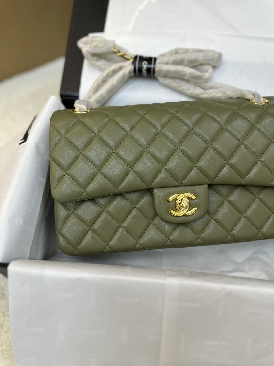 Túi Xách Chanel Classic Flap Màu Xanh Lá Cây Size 25cm