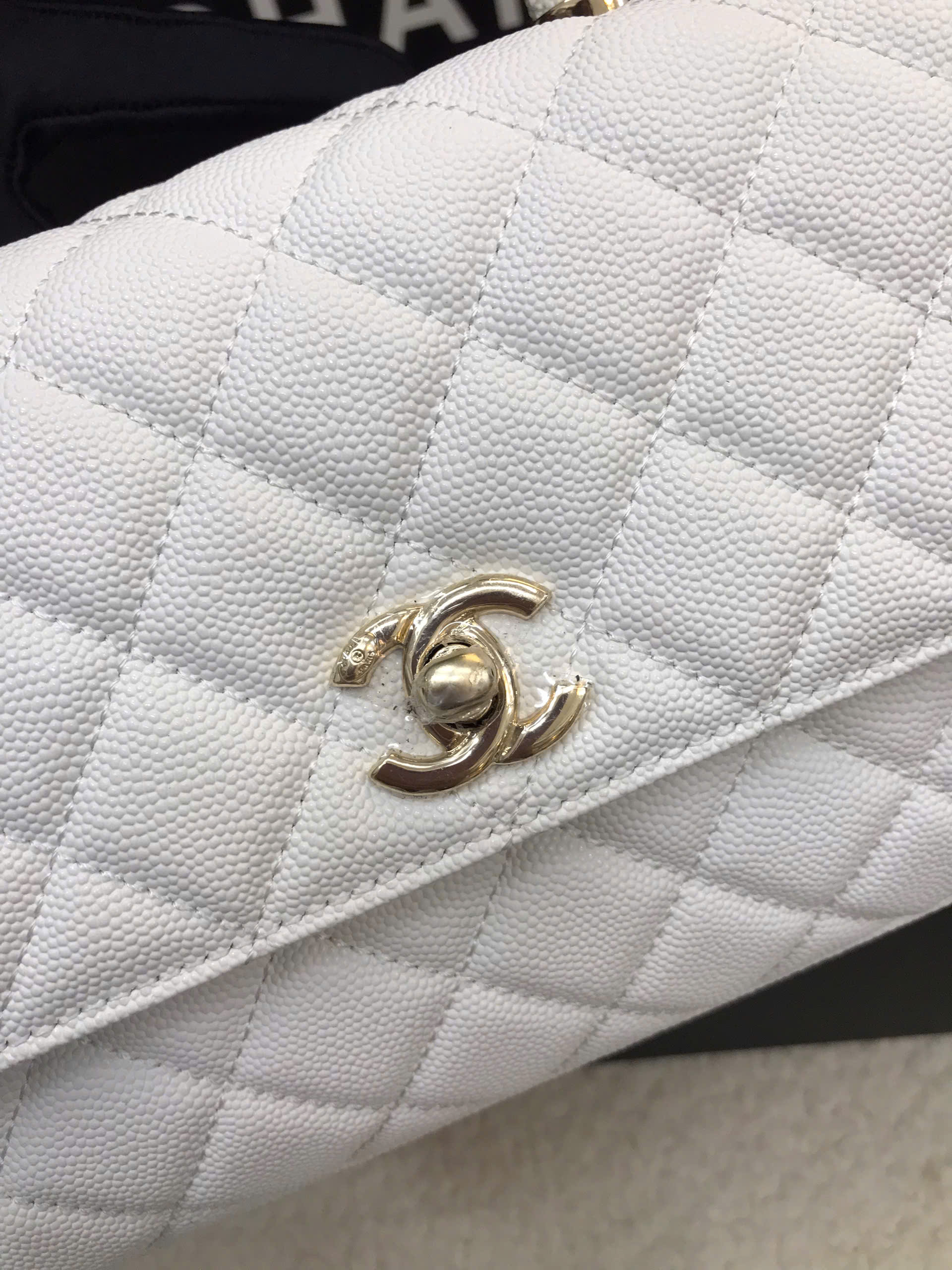 Túi Chanel Caviar Quilted Coco 9.5 Flap White Siêu Cấp Màu Trắng Size 22cm