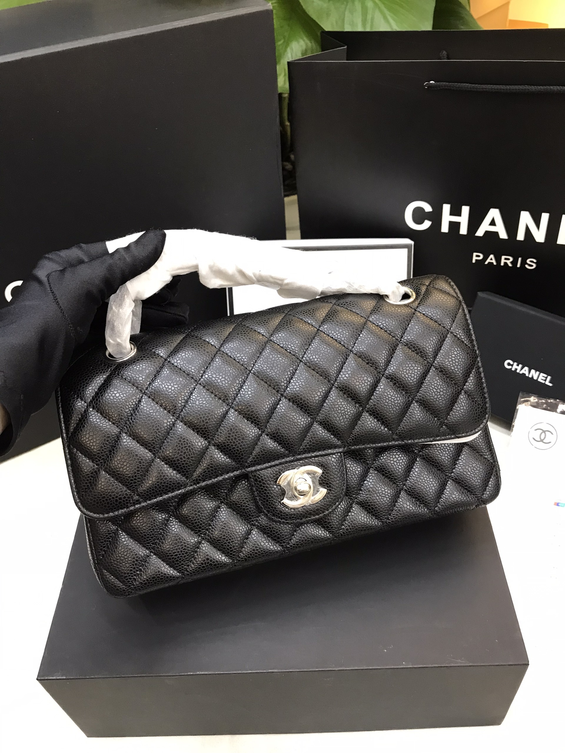 Túi Chanel Classic Flap Super Màu Đen Da Hạt Size 23cm