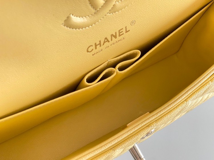 Túi Xách Chanel Classic Vip Màu Vàng Da Hạt Size 23cm