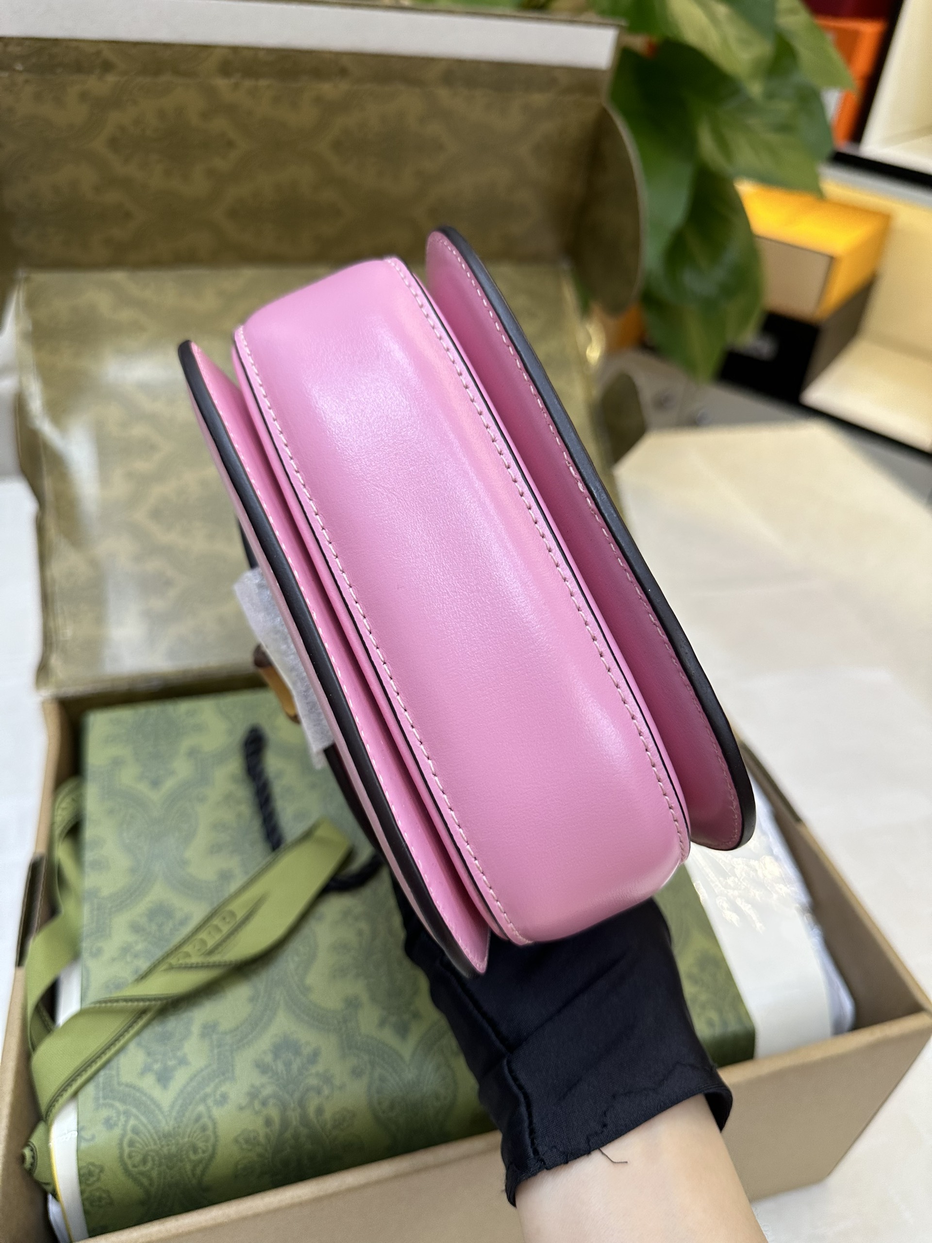 Túi Gucci Bamboo 1947 Mini Top Handle Bag Pink Leather Vip Màu Hồng Size 17cm