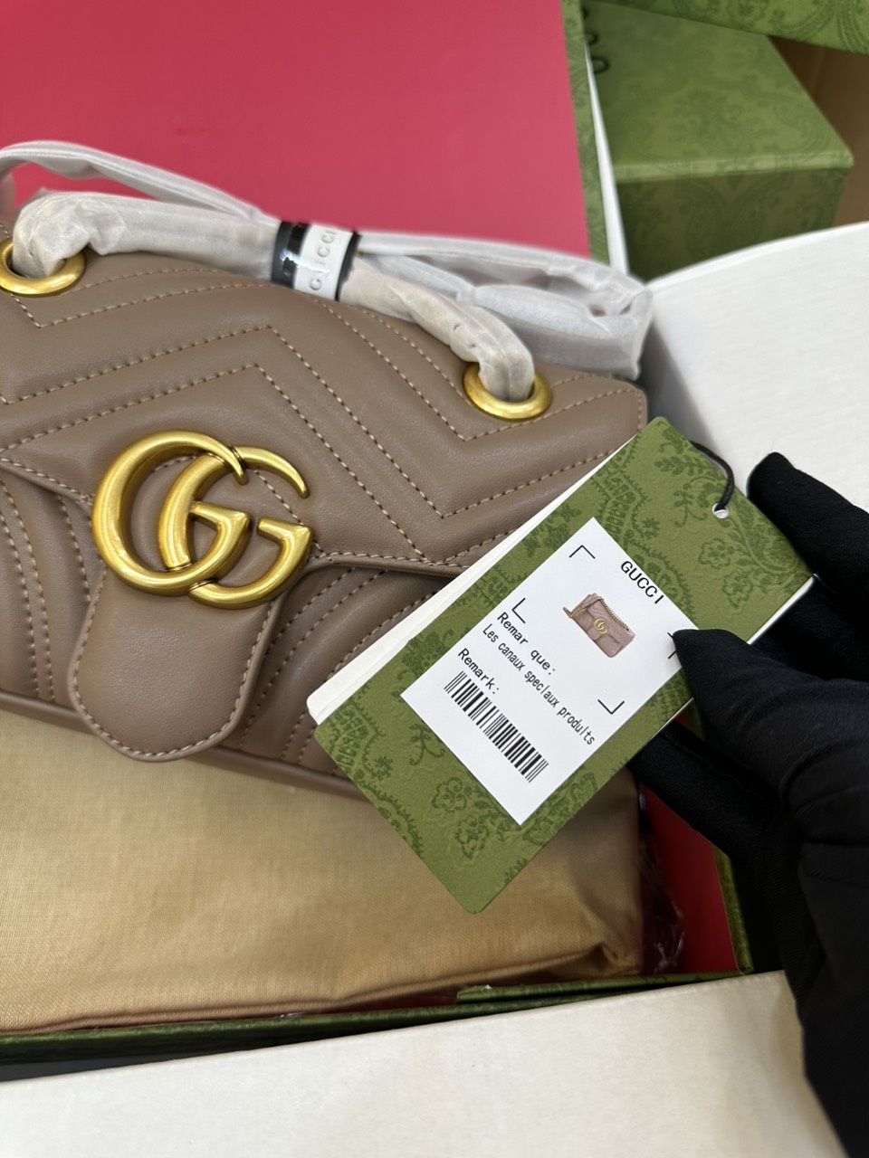Túi Gucci GG Marmont Matelassé Leather Super Mini Màu Hồng Size 22cm