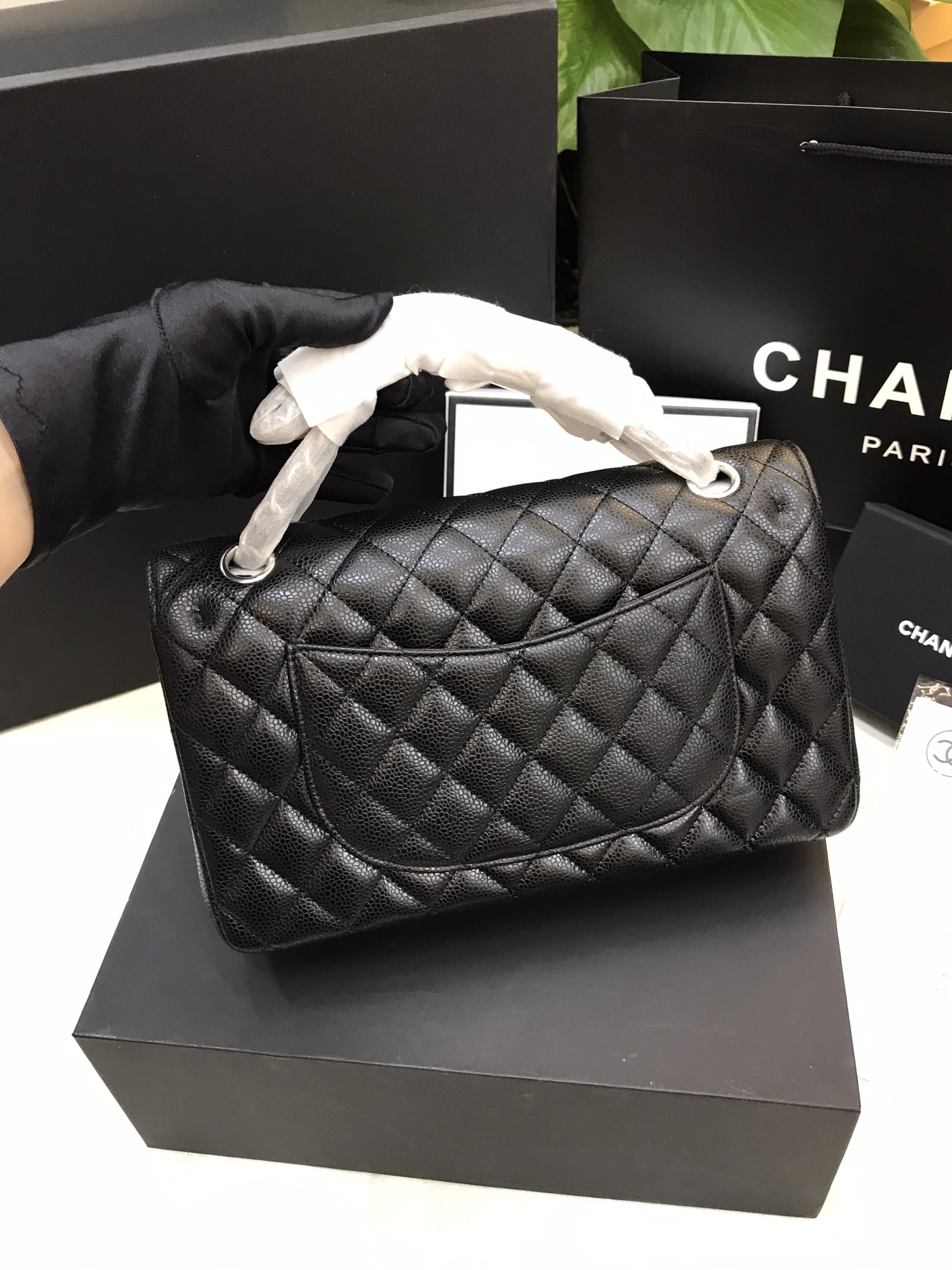 Túi Chanel Classic Flap Super Màu Đen Da Hạt Size 23cm