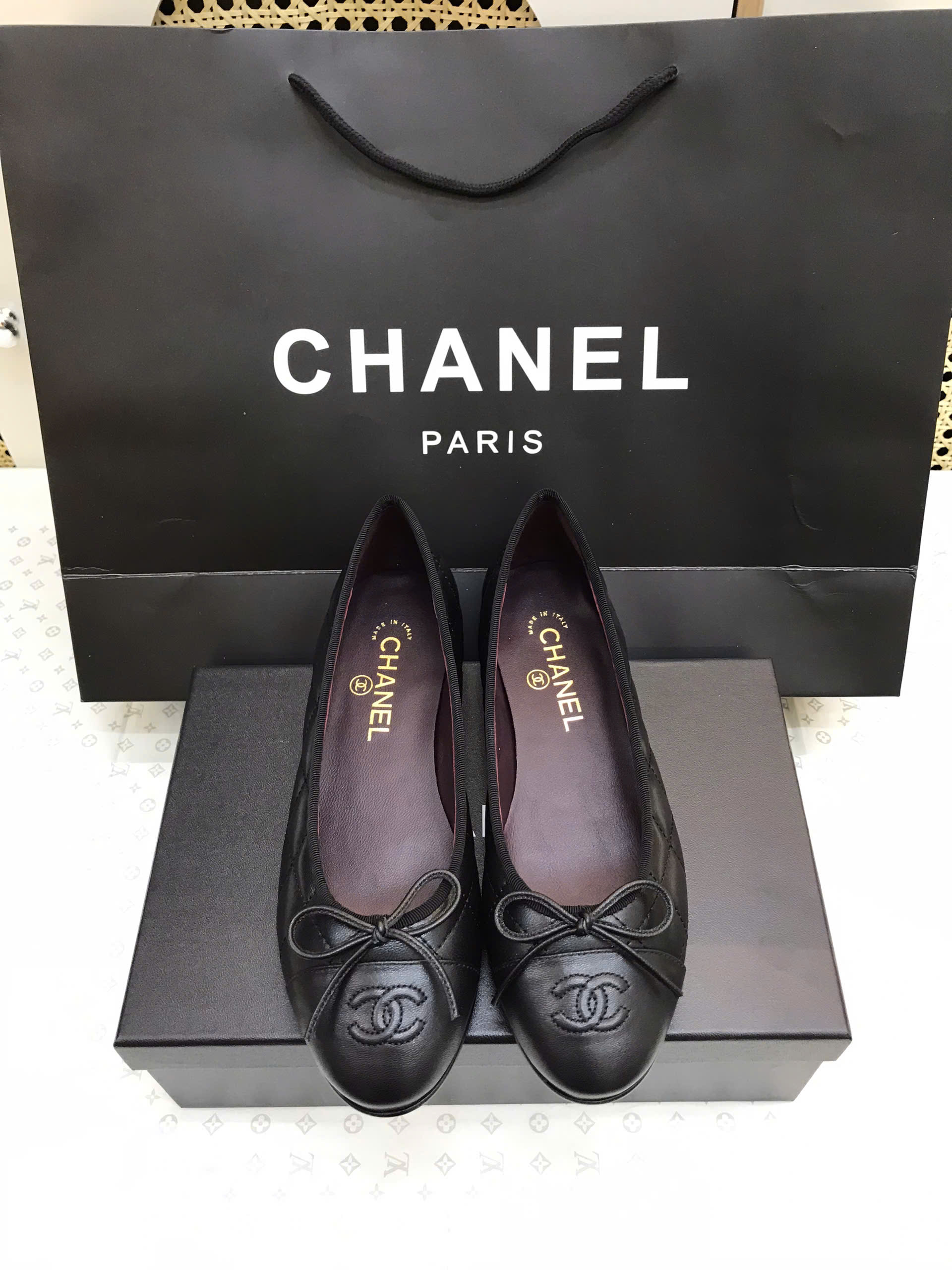 Giày Chanel Ballet Flats Calfskin Black Siêu Cấp Size 38