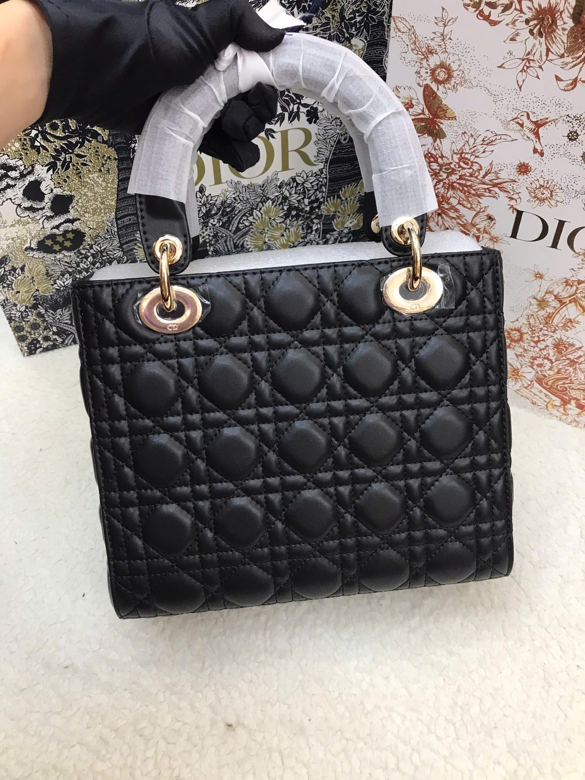 Túi Medium Lady Dior Bag Super Màu Đen Size 24cm