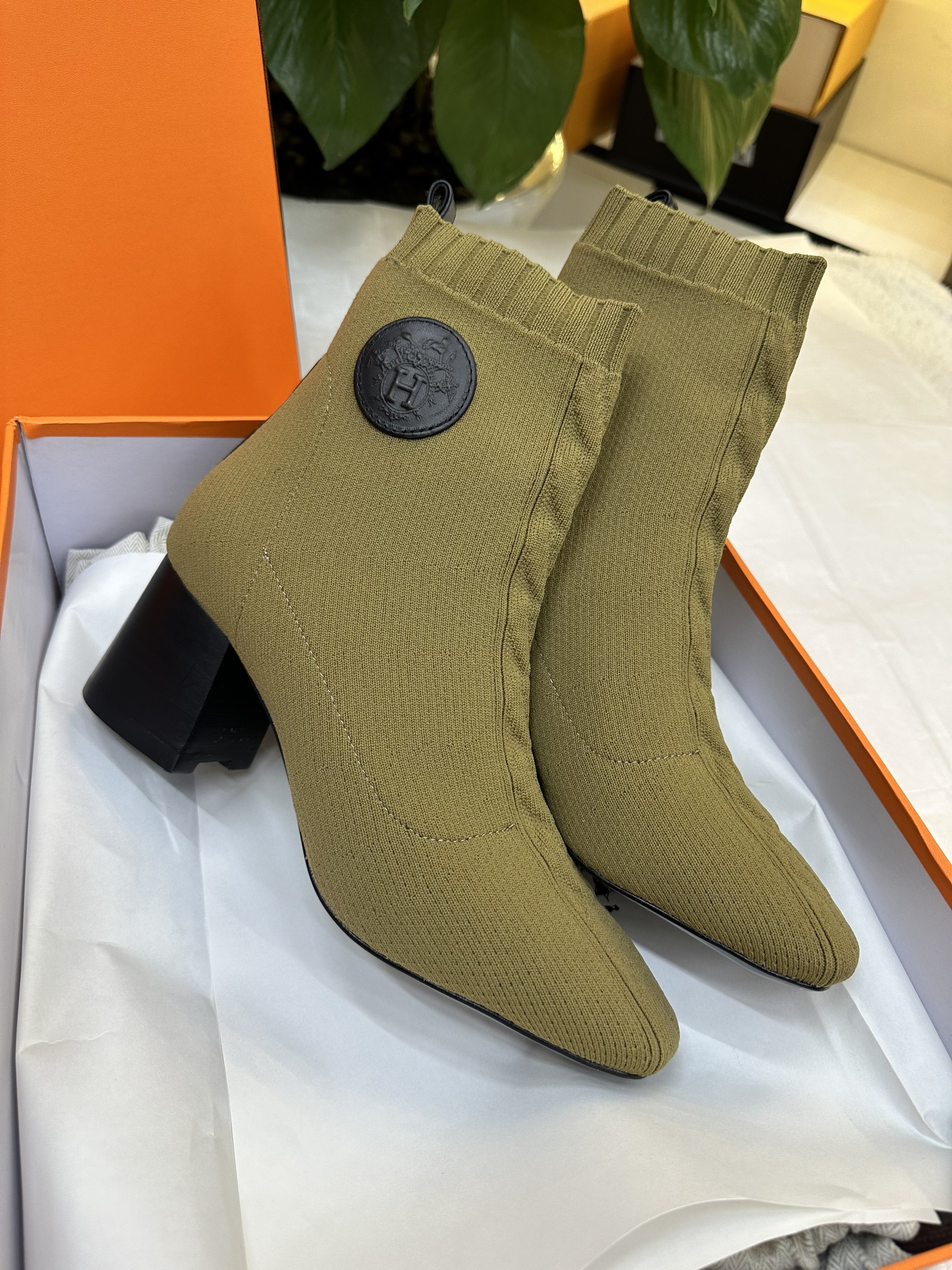 Giày Hermes Jenna 90 Ankle Boot Green Siêu Cấp Size 36