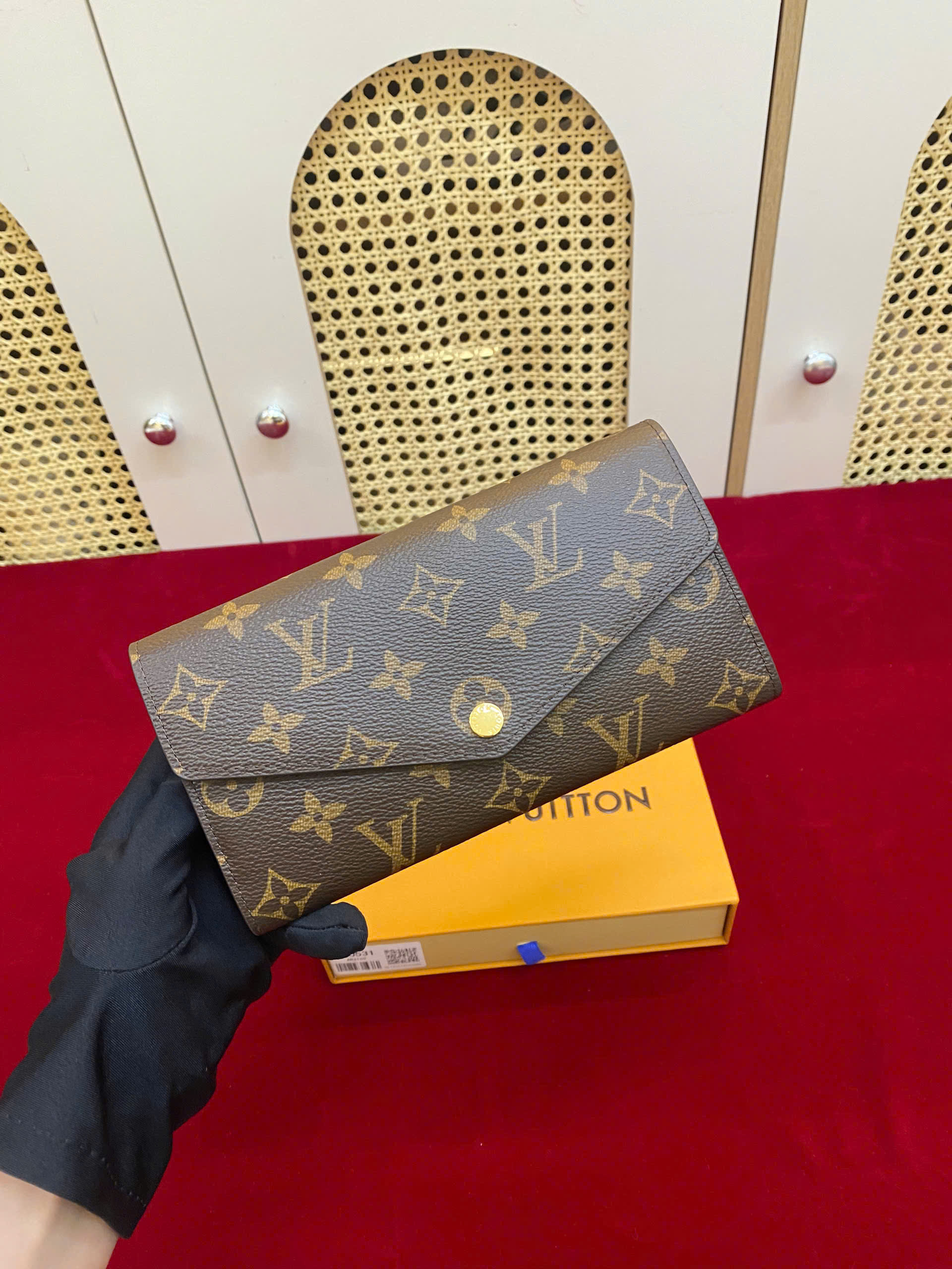 Ví LV Sarah Hoa Nâu Lót Nâu Siêu Cấp Size 19cm M60531