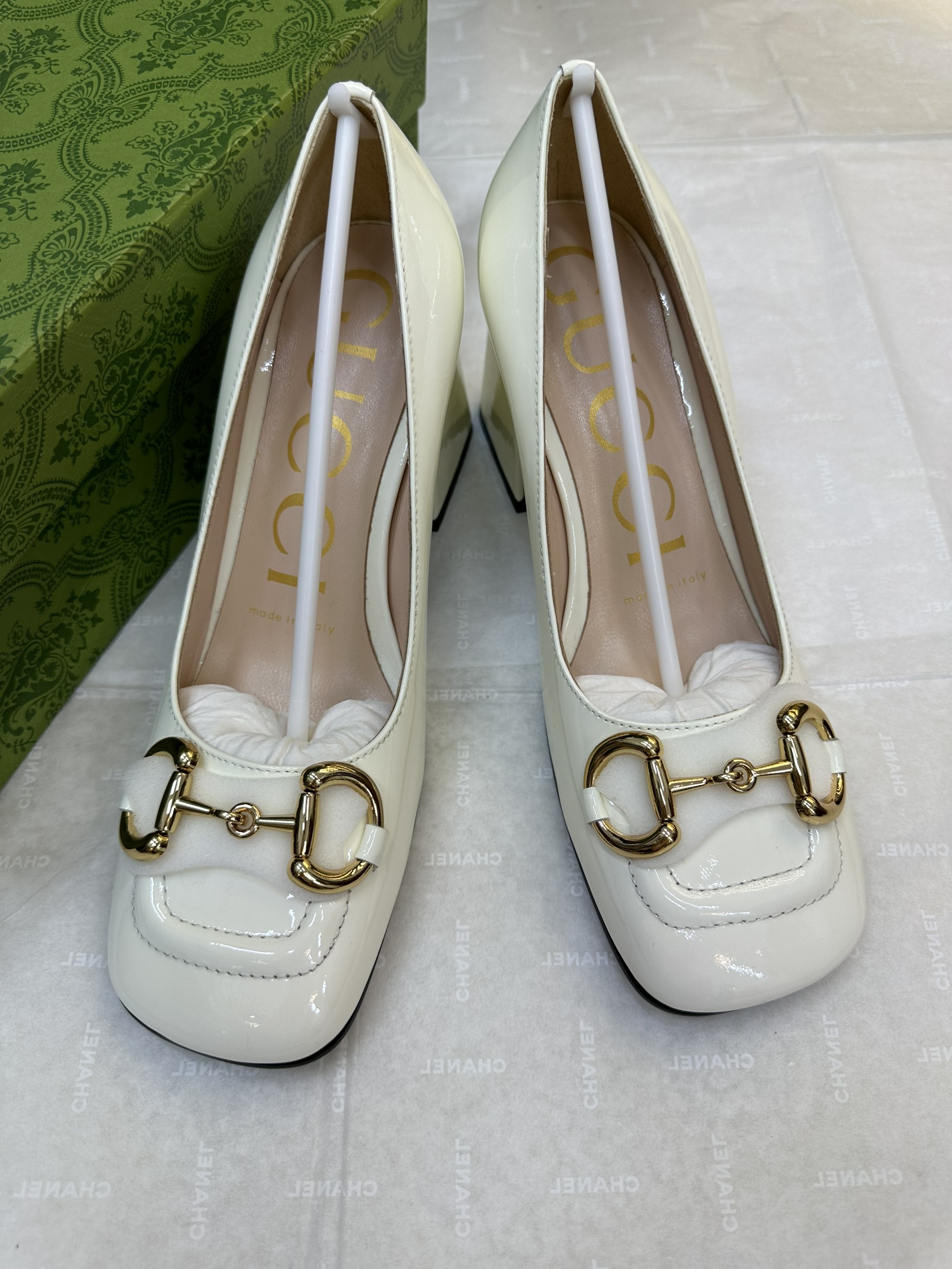 Giày Gucci Mid-Heel Pump With Horsebit White Siêu Cấp Size 38