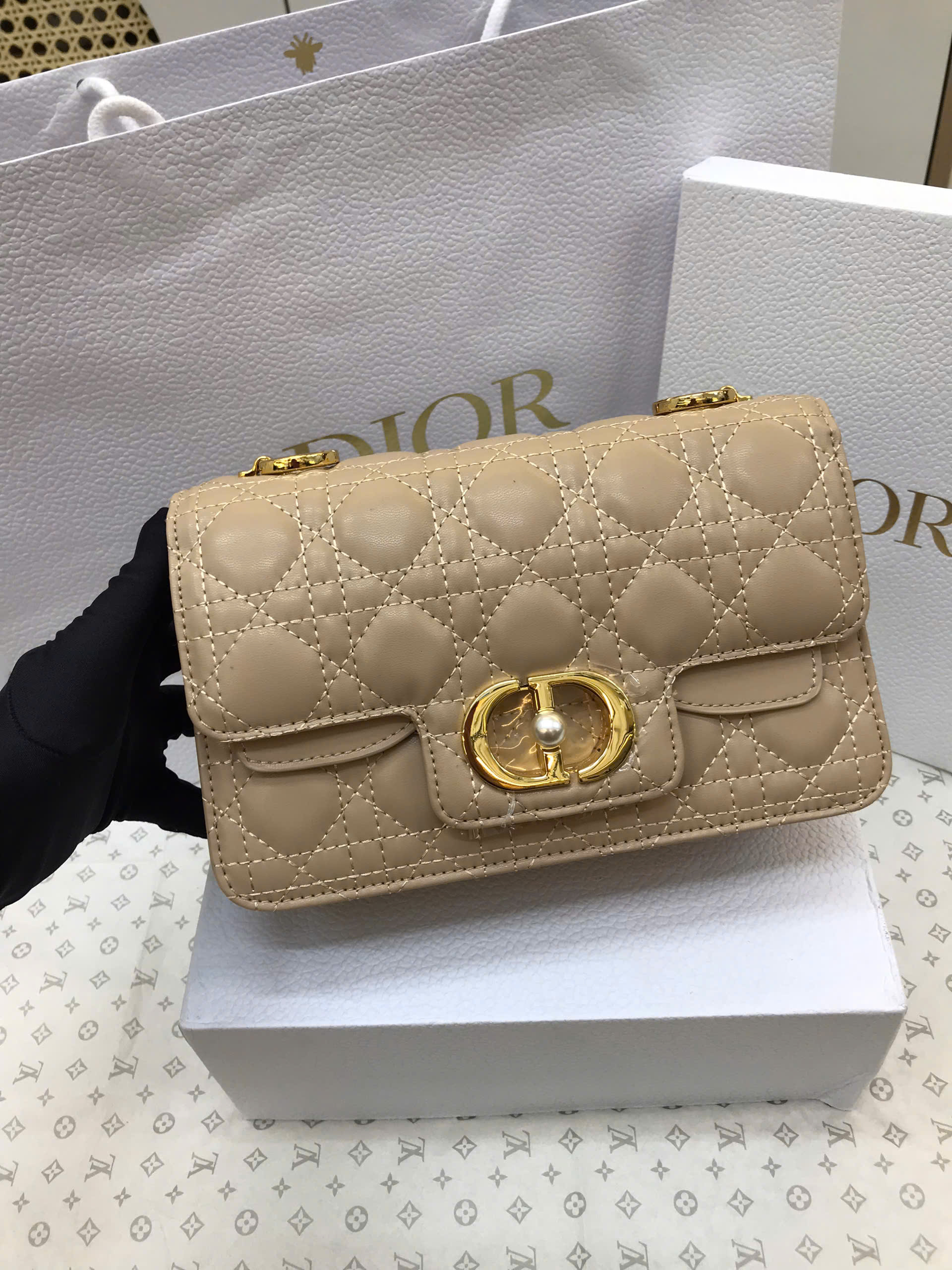 Túi Dior Small Dior Jolie Top Handle Bag Super Màu Be Size 22cm