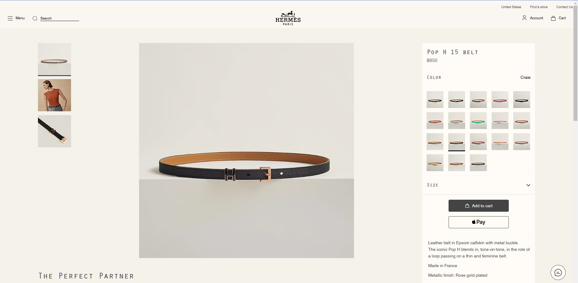 Thắt Lưng Hermes Pop H 15 Belt Craie Siêu Cấp Màu Đen