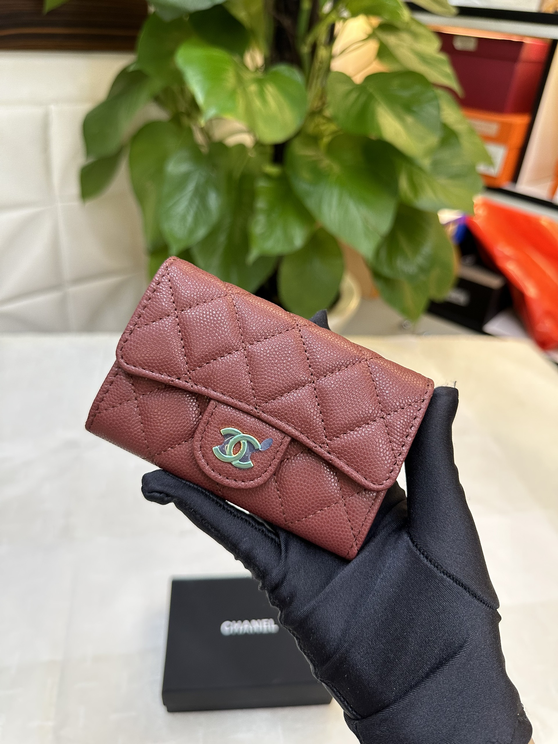 Ví Chanel Classic Card Holder Red Siêu Cấp Màu Đỏ Size 11cm