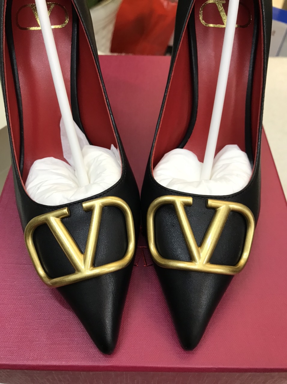 Giày Valentino VLogo Calfskin Pumps Black Siêu Cấp Heels 8cm Size 36