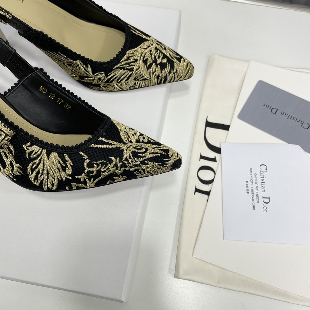 Giày Dior Siêu Cấp Quake Oblique 2022 Màu Đen Giày Cao Gót Thêu Chỉ Vàng