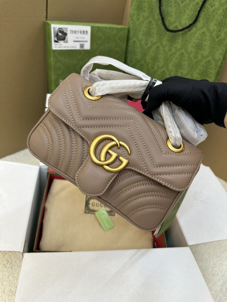 Túi Gucci GG Marmont Matelassé Leather Super Mini Màu Hồng Size 22cm