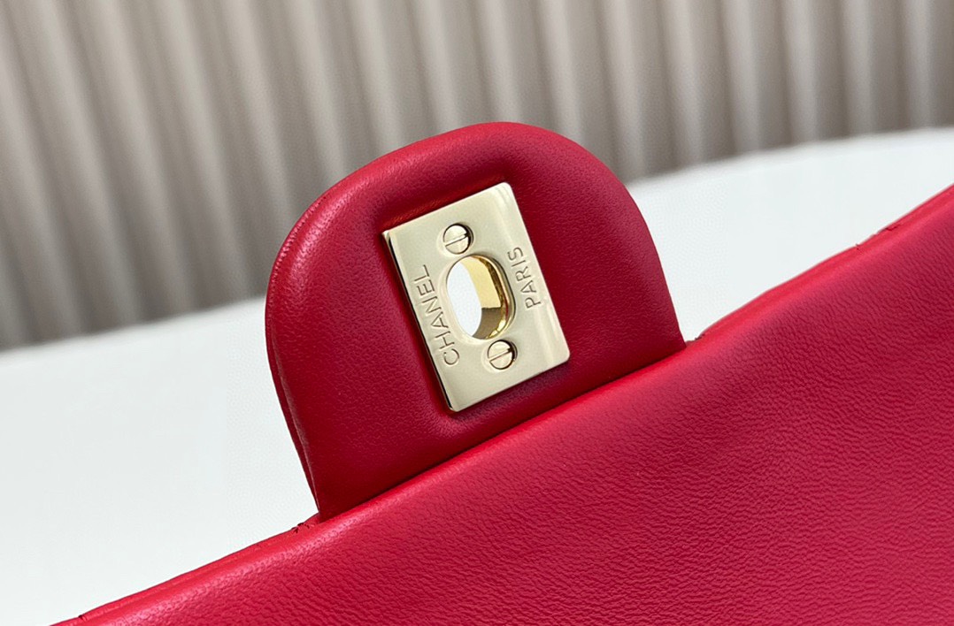 Túi Xách Chanel Siêu Cấp CF Classic Da Lì Màu Đỏ Khóa Vàng Size 26cm 1112