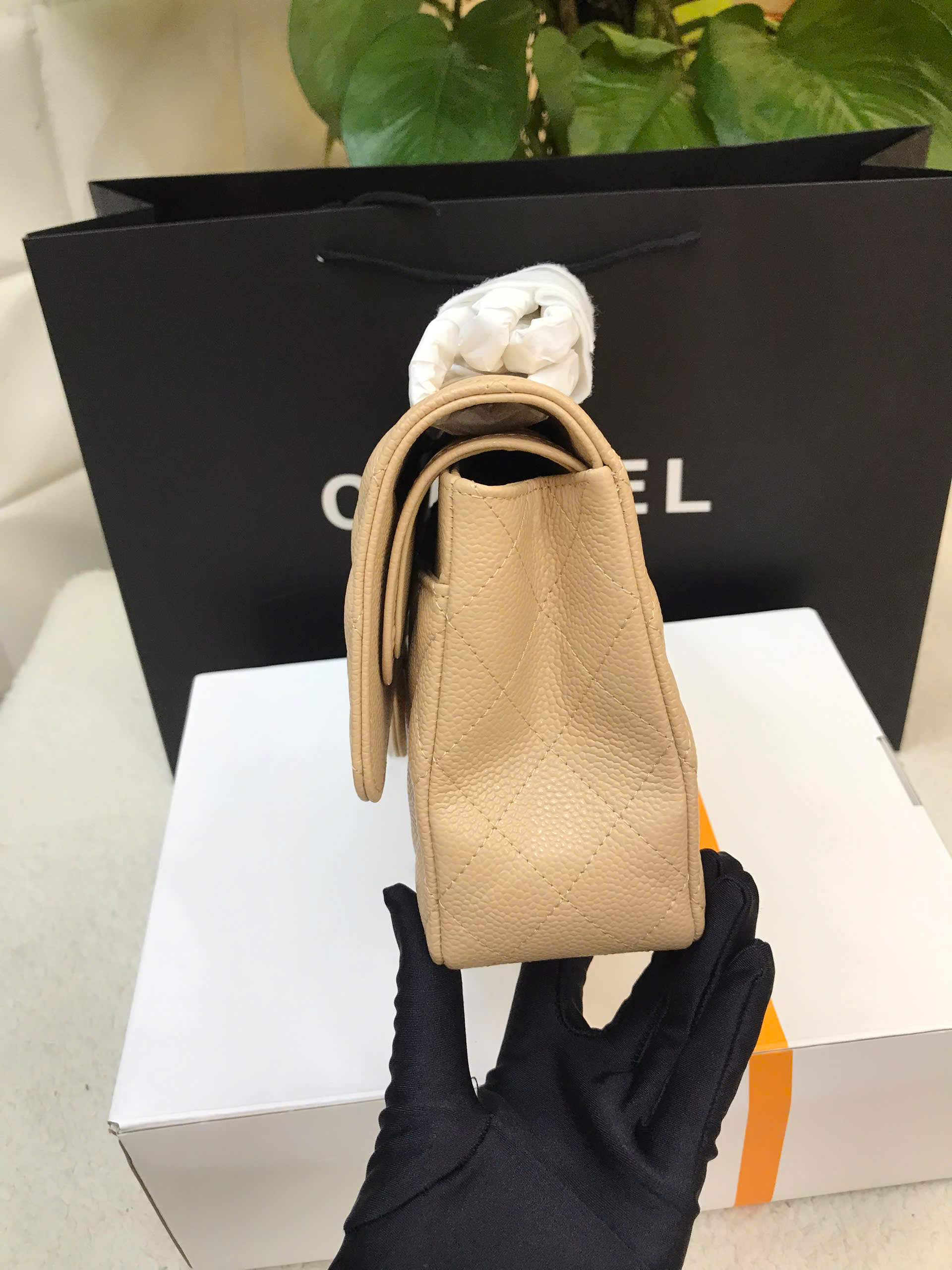 Túi Chanel Medium Classic Flap Beige Siêu Cấp Màu Be Size 25cm