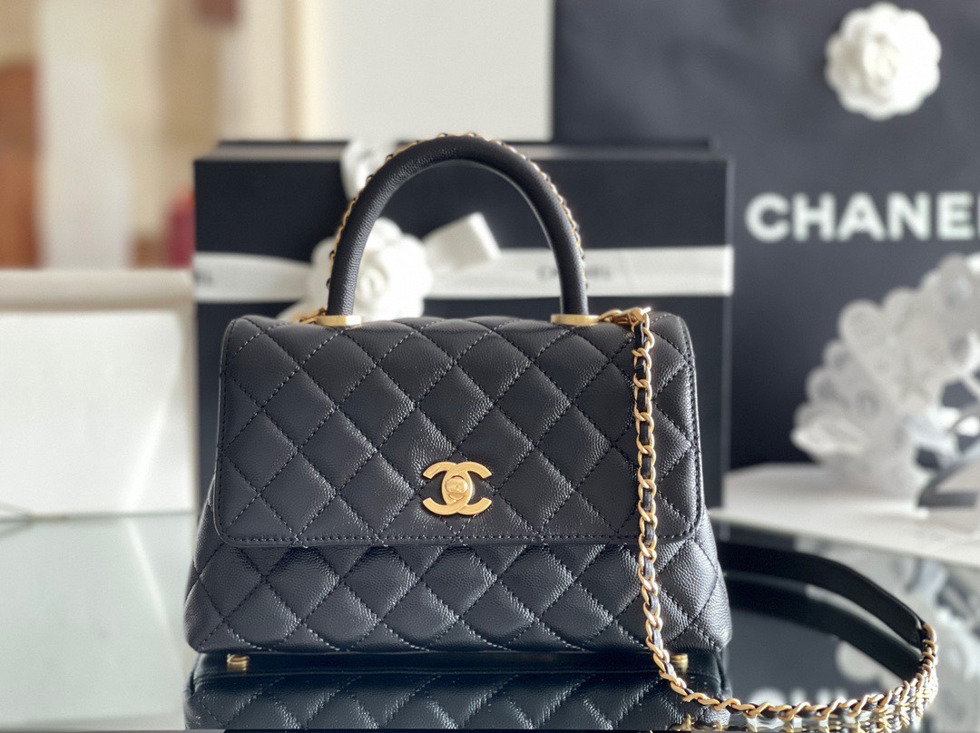 Túi Xách Chanel Coco Vip Quai Viền Xích Màu Đen Size 24cm