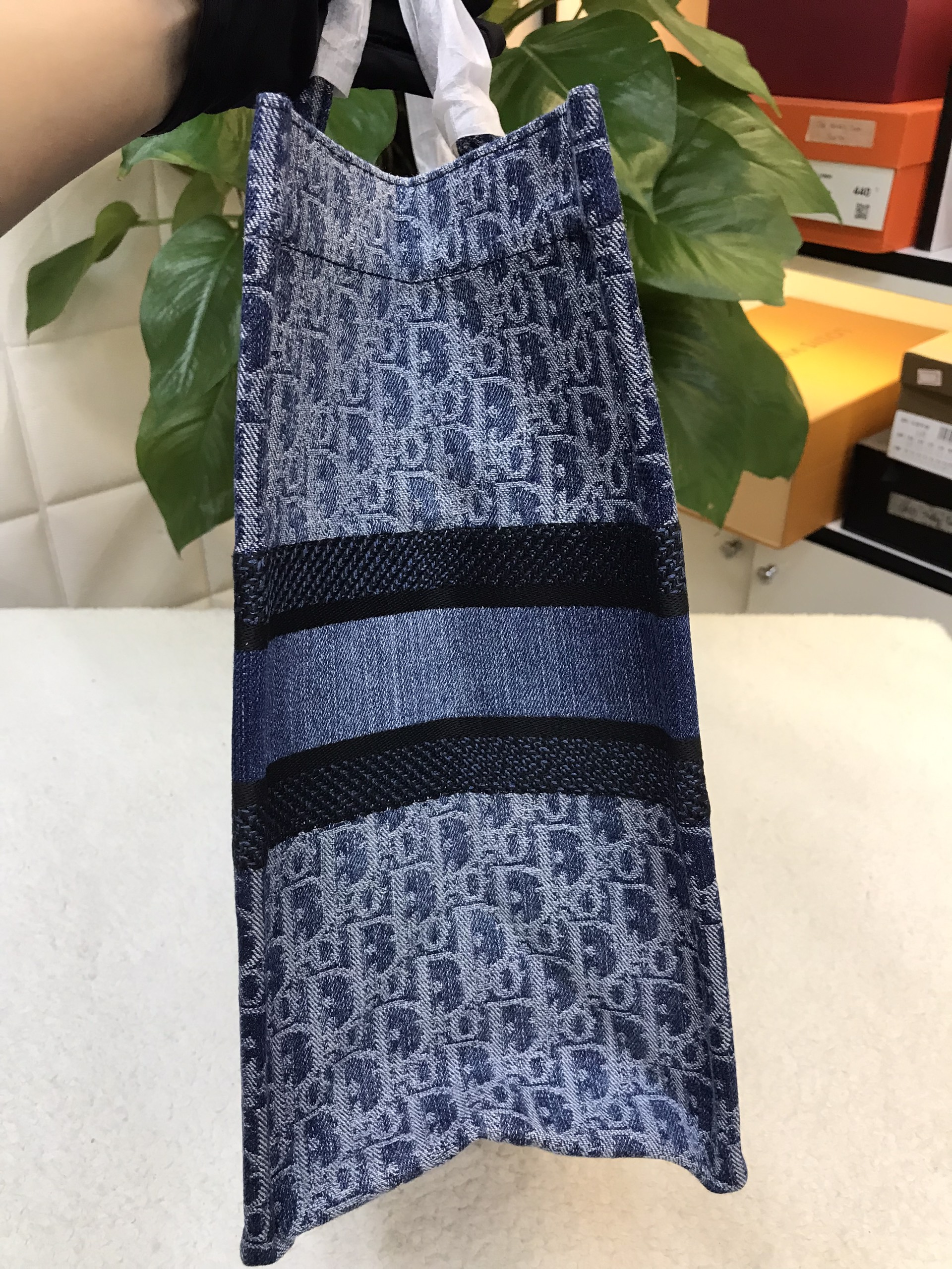 Túi Large Dior Book Tote Blue Denim Dior Oblique Jacquard Siêu Cấp SIze 42cm