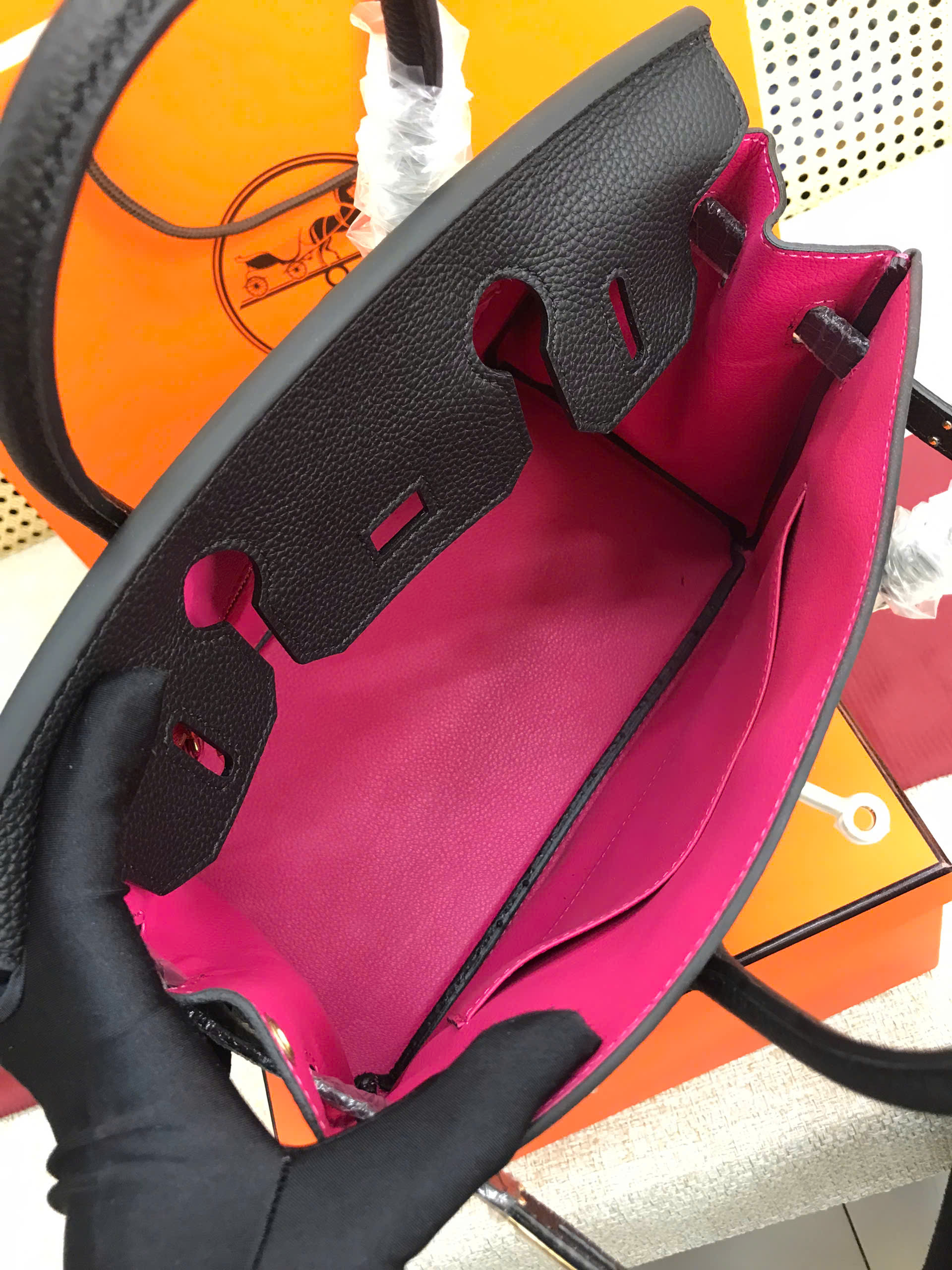 Túi Hermes Birkin Super Màu Đen Lót Hồng Size 30cm