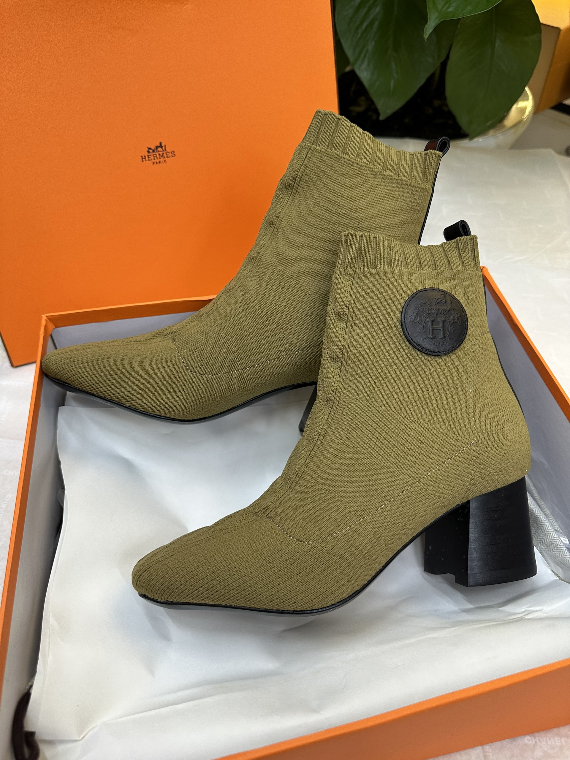 Giày Hermes Jenna 90 Ankle Boot Green Siêu Cấp Size 36