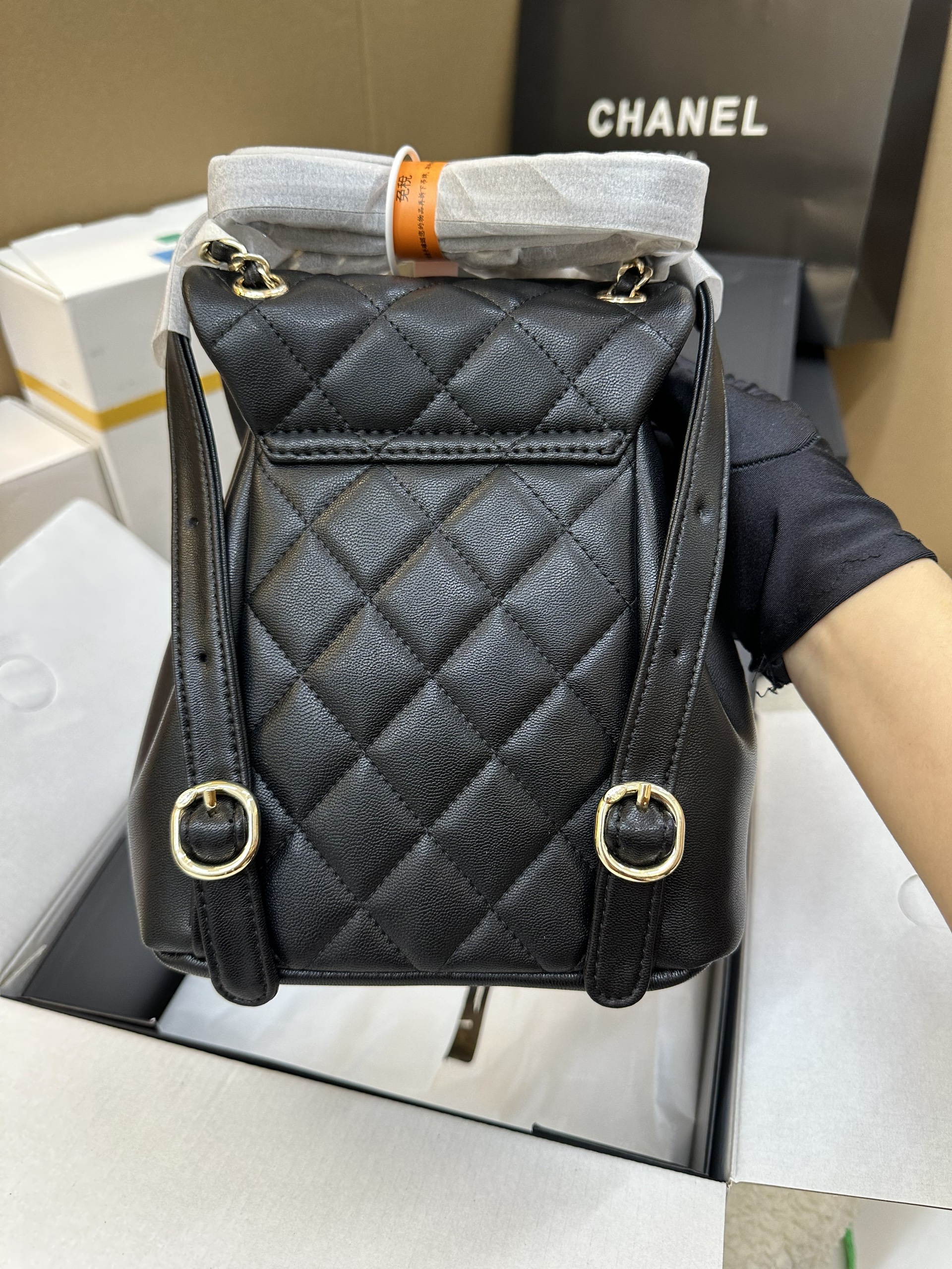 Balo Chanel Mini Duma Backpack Super Màu Đen Size 19cm
