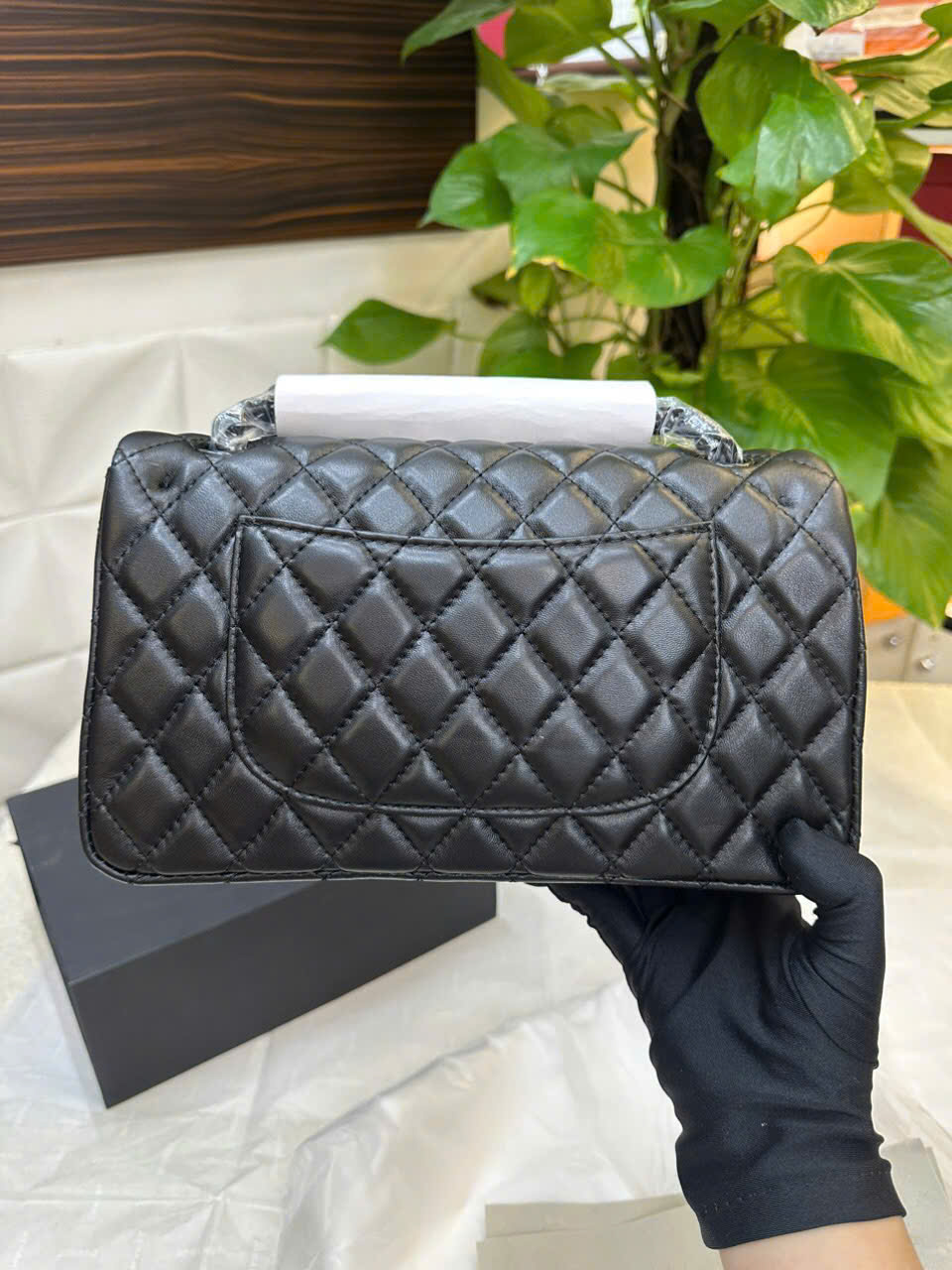 Túi Chanel Classic Flap Super Màu Đen Khóa Đen Size 25cm