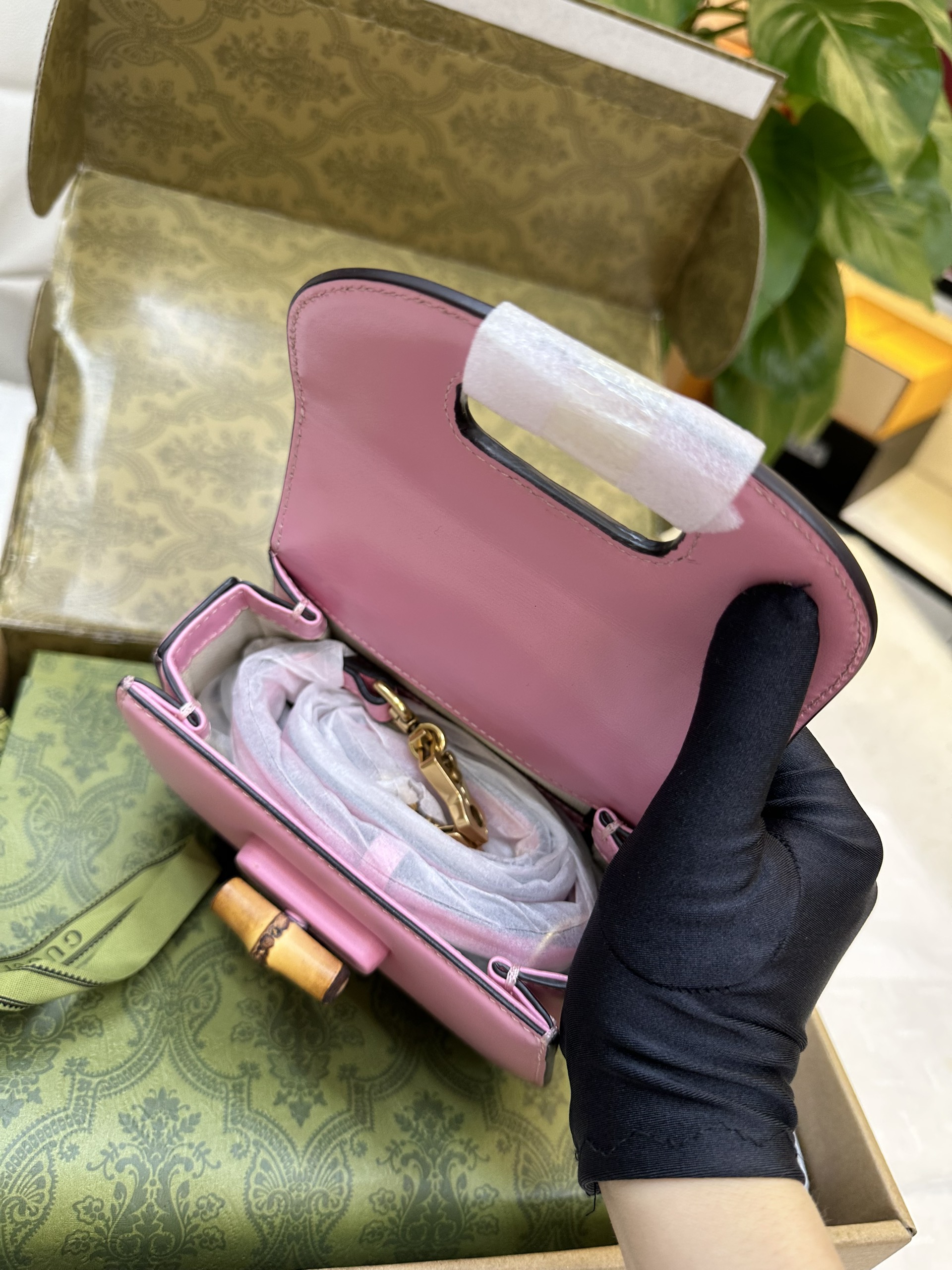 Túi Gucci Bamboo 1947 Mini Top Handle Bag Pink Leather Vip Màu Hồng Size 17cm