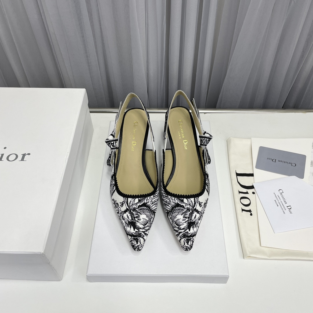 Giày Dior Siêu Cấp Quake Oblique 2022 Màu Trắng Giày Cao Gót Thêu Chỉ Đen