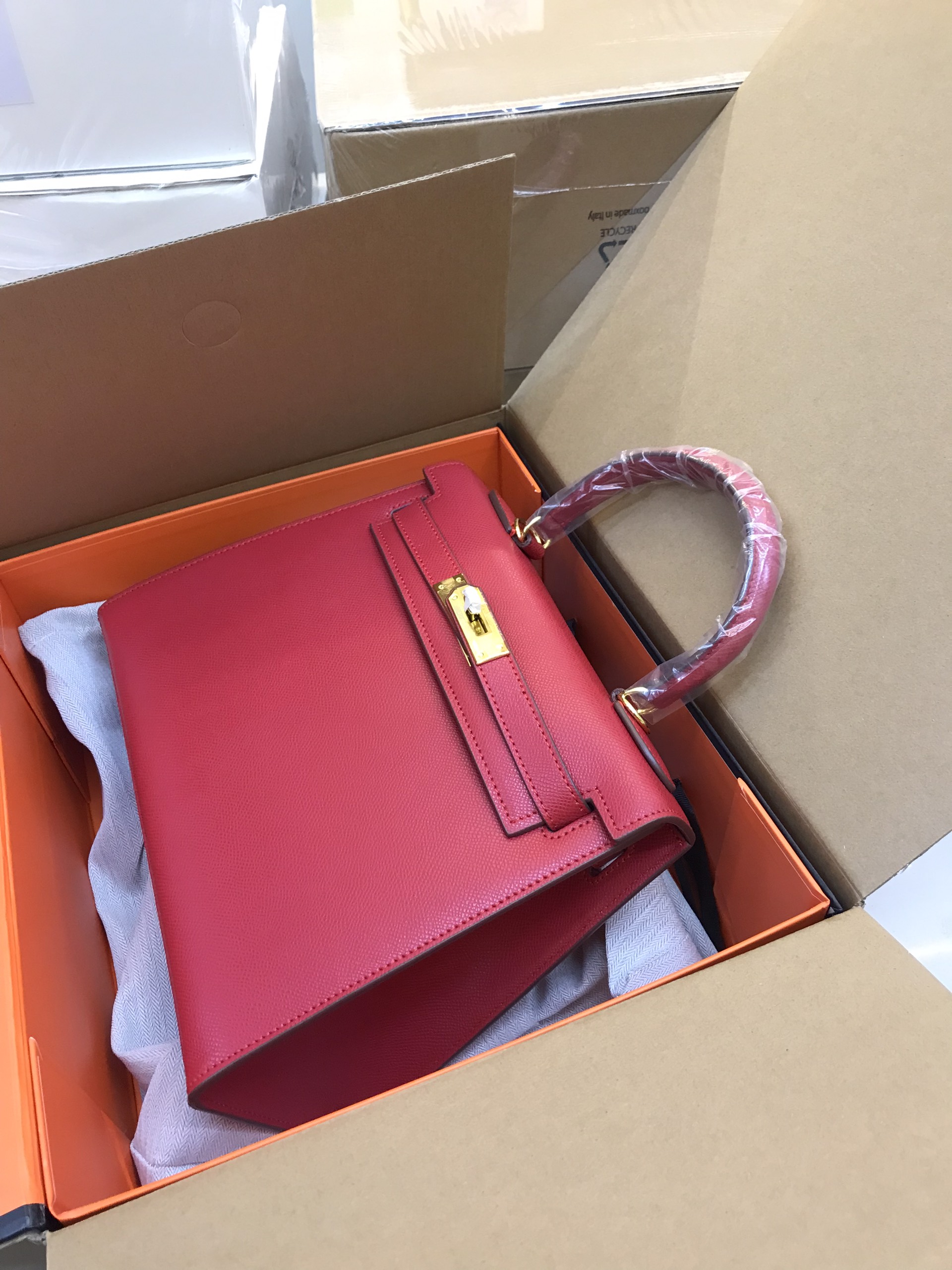 Túi Xách Hermes Kelly Super Da Epsom Màu Đỏ Size 28cm Full box