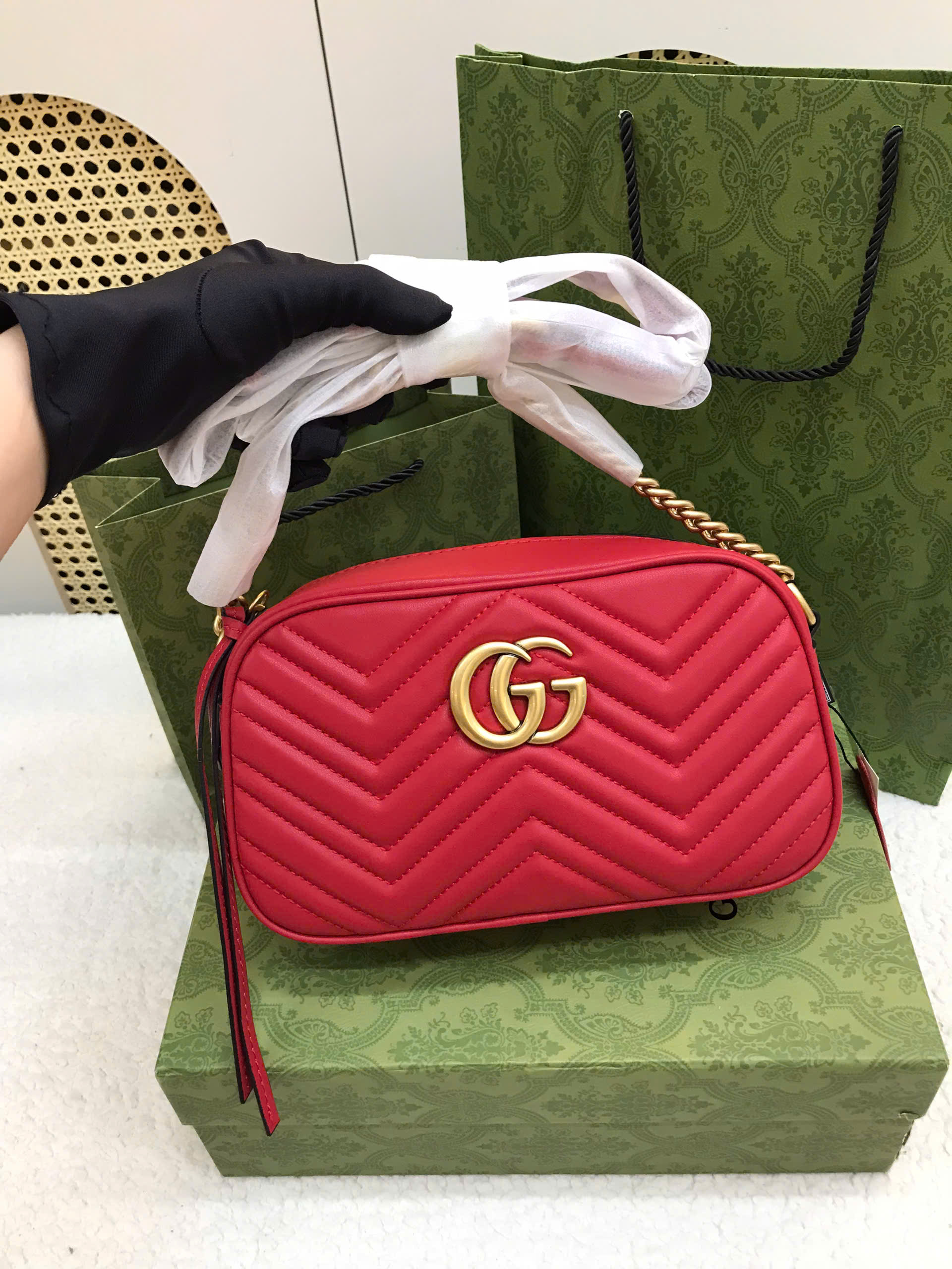 Túi Gucci GG Marmont Red Super Màu Đỏ Size 24cm 447632