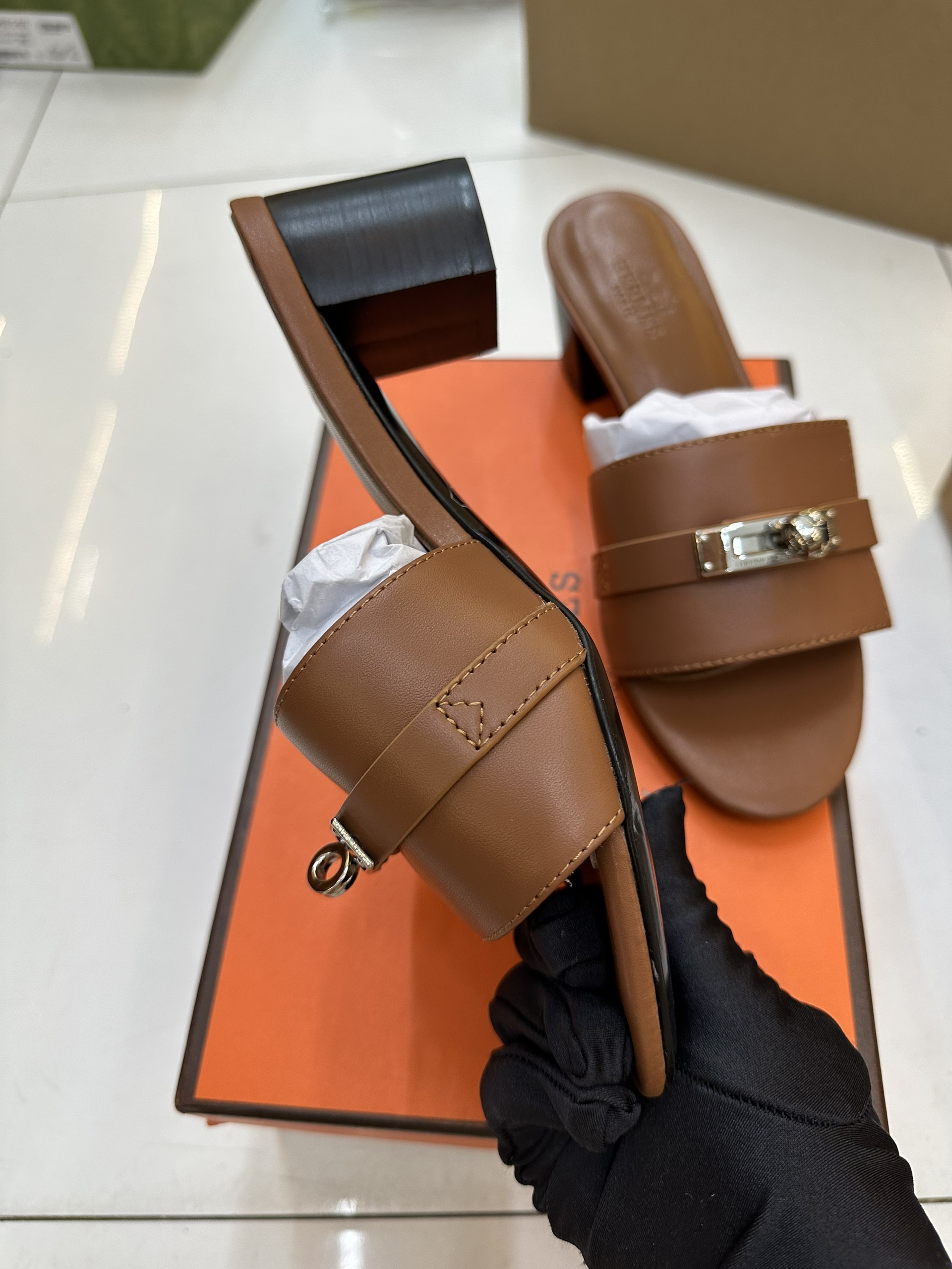Giày Hermes Gigi 50 Sandal Siêu Cấp Màu Naturel Size 35