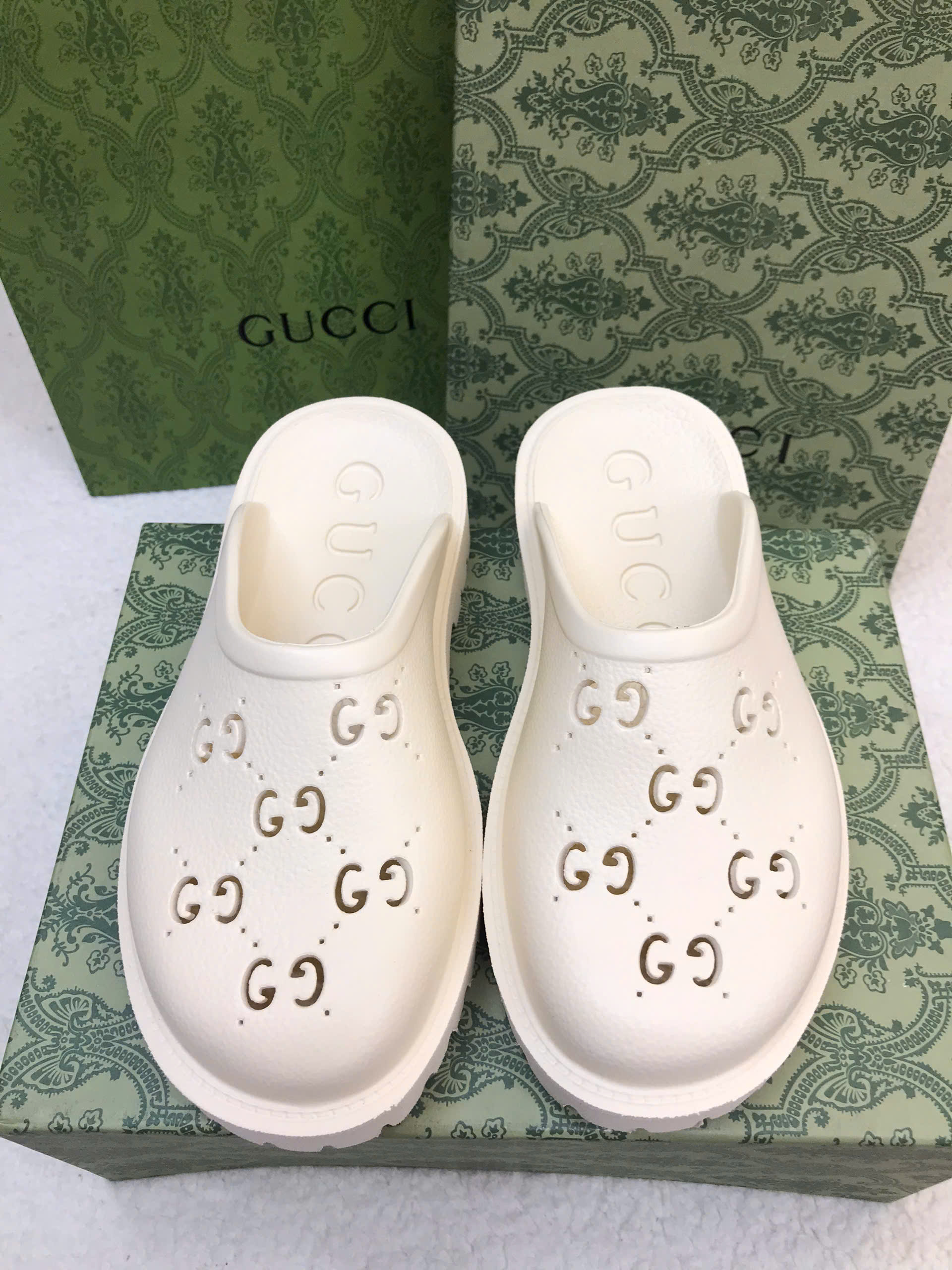 Giày/Dép Gucci Slip-On Sandal Siêu Cấp Màu Trắng Size 37