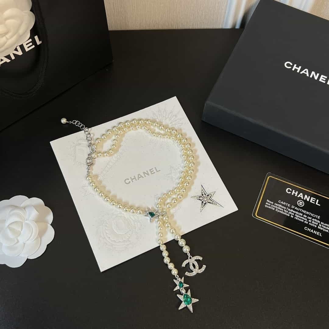 Vòng Cổ Chanel Ngọc Trai Siêu Cấp Tua Rua Ngôi Sao