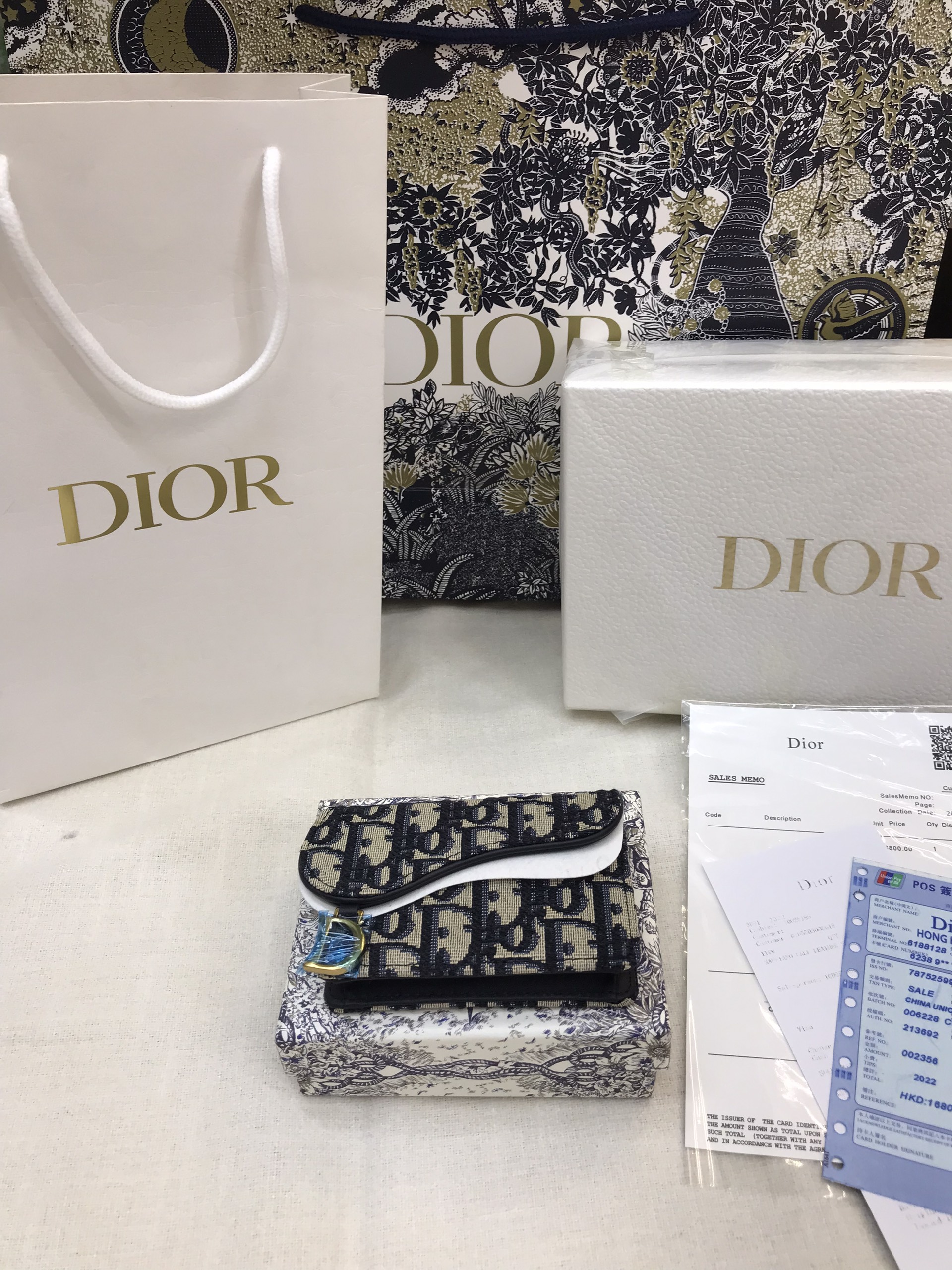 Ví Saddle Lotus Wallet Blue Dior Oblique Jacquard Siêu Cấp