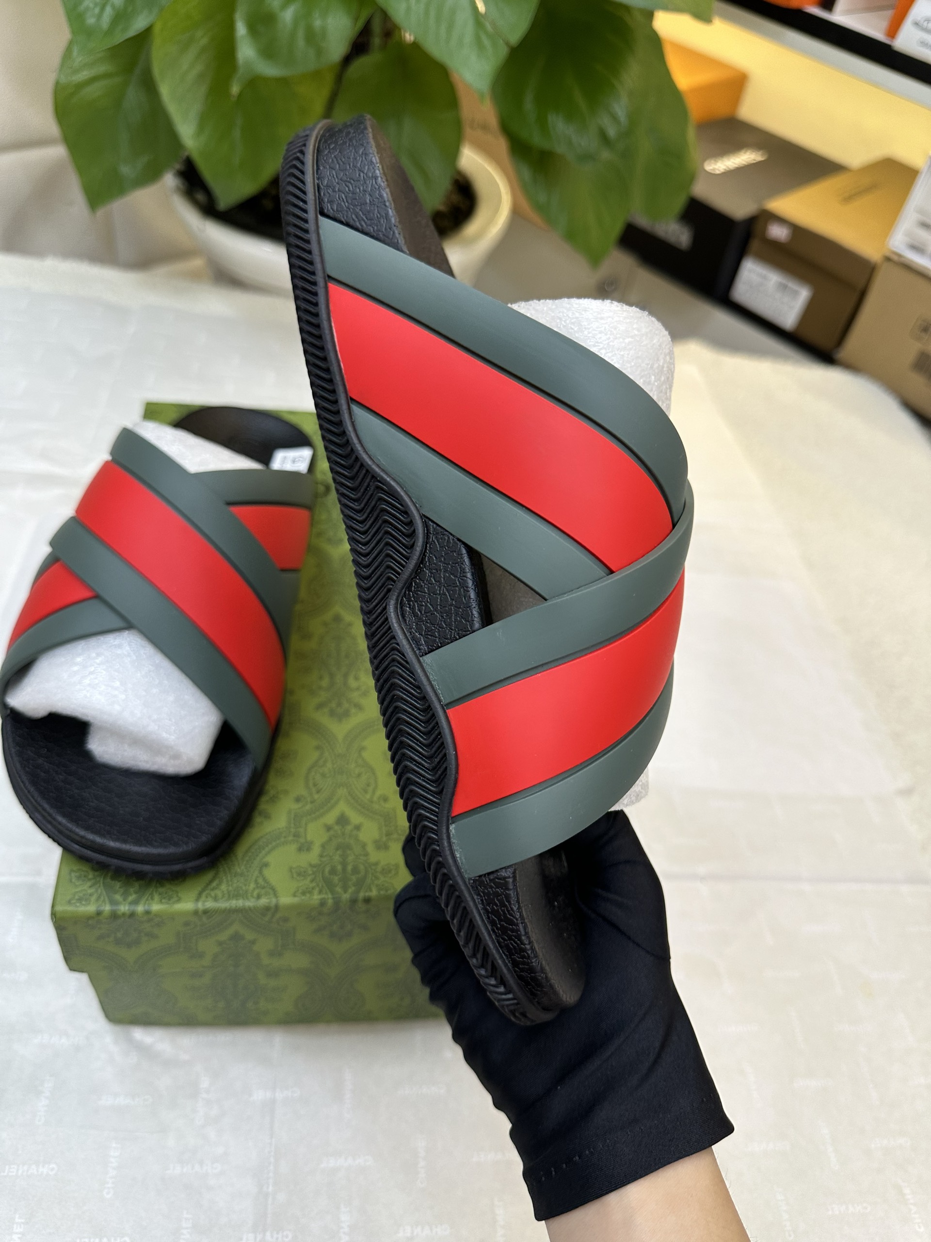 Dép Gucci Striped Rubber Slides Siêu Cấp Size 43