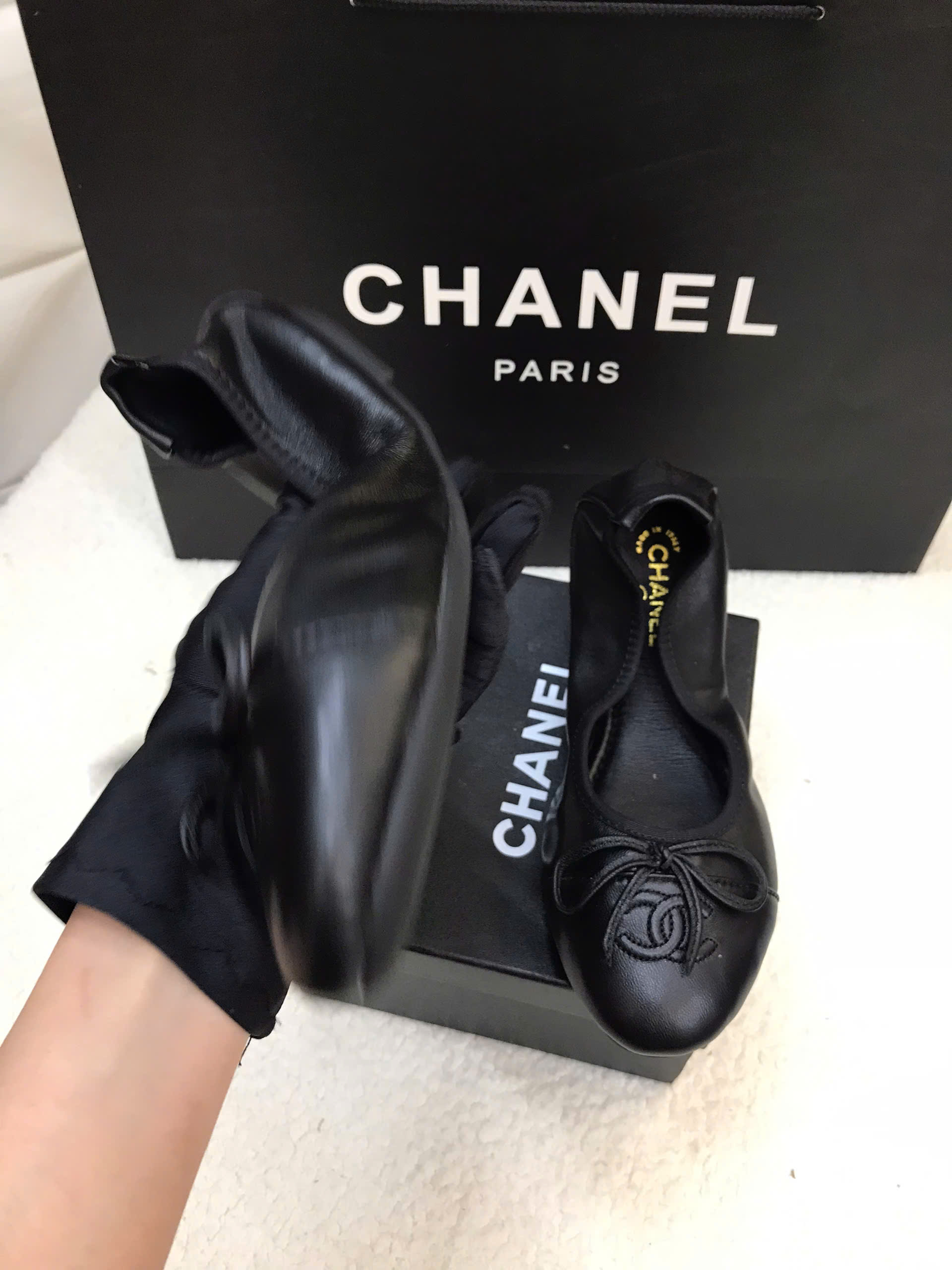 Giày Ballerina Chanel Siêu Cấp Màu Đen Size 38