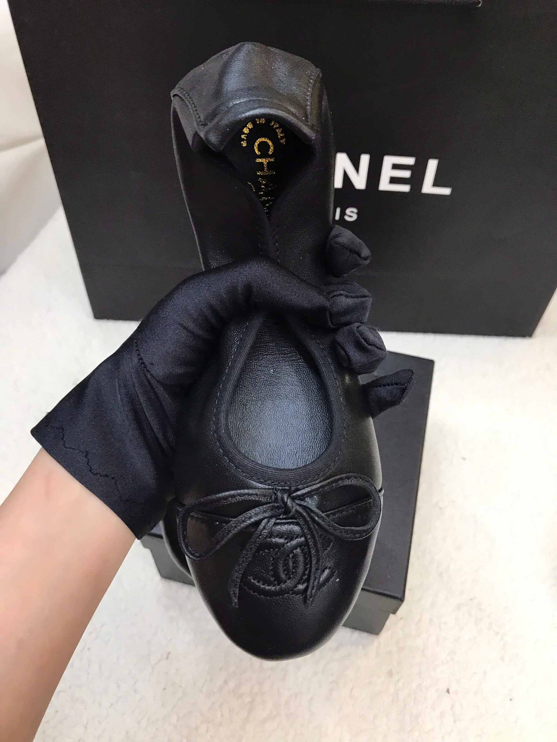 Giày Ballerina Chanel Siêu Cấp Màu Đen Size 38