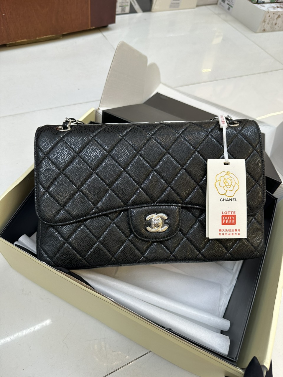 Túi Xách Chanel Classic Da Hạt Super Khóa Bạc Size 30cm