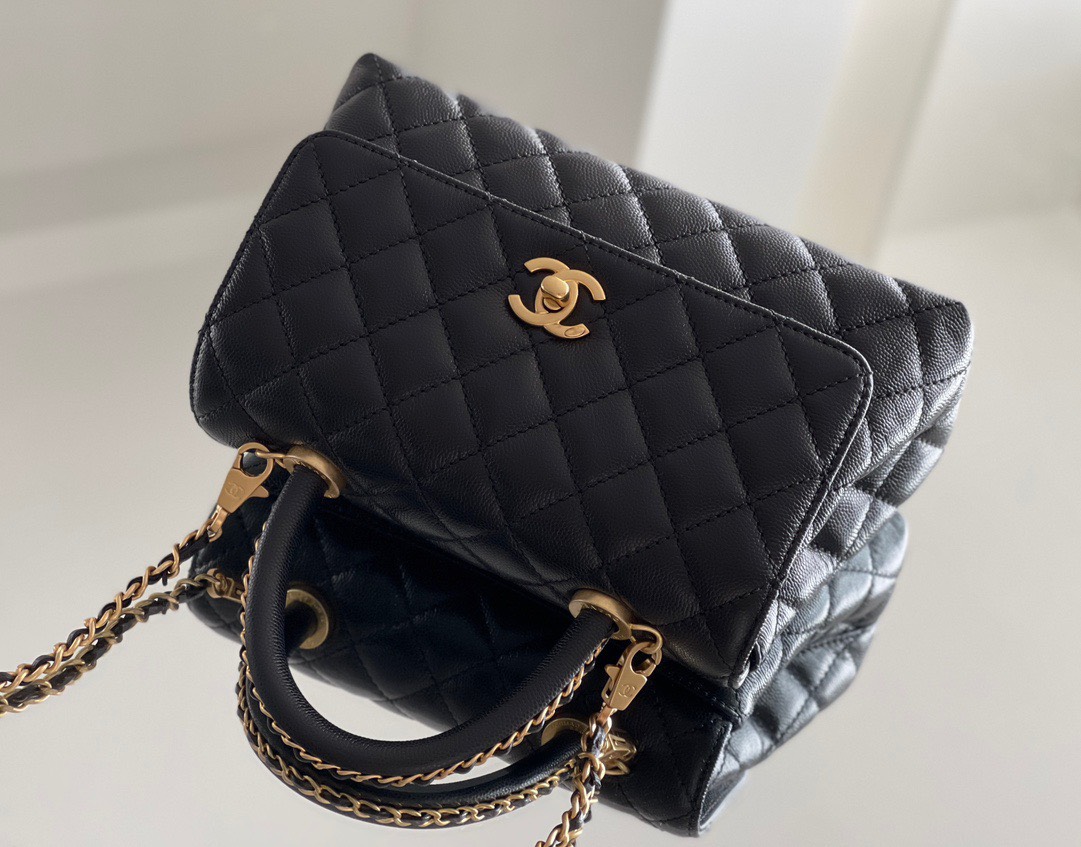 Túi Xách Chanel Coco Vip Quai Viền Xích Màu Đen Size 24cm