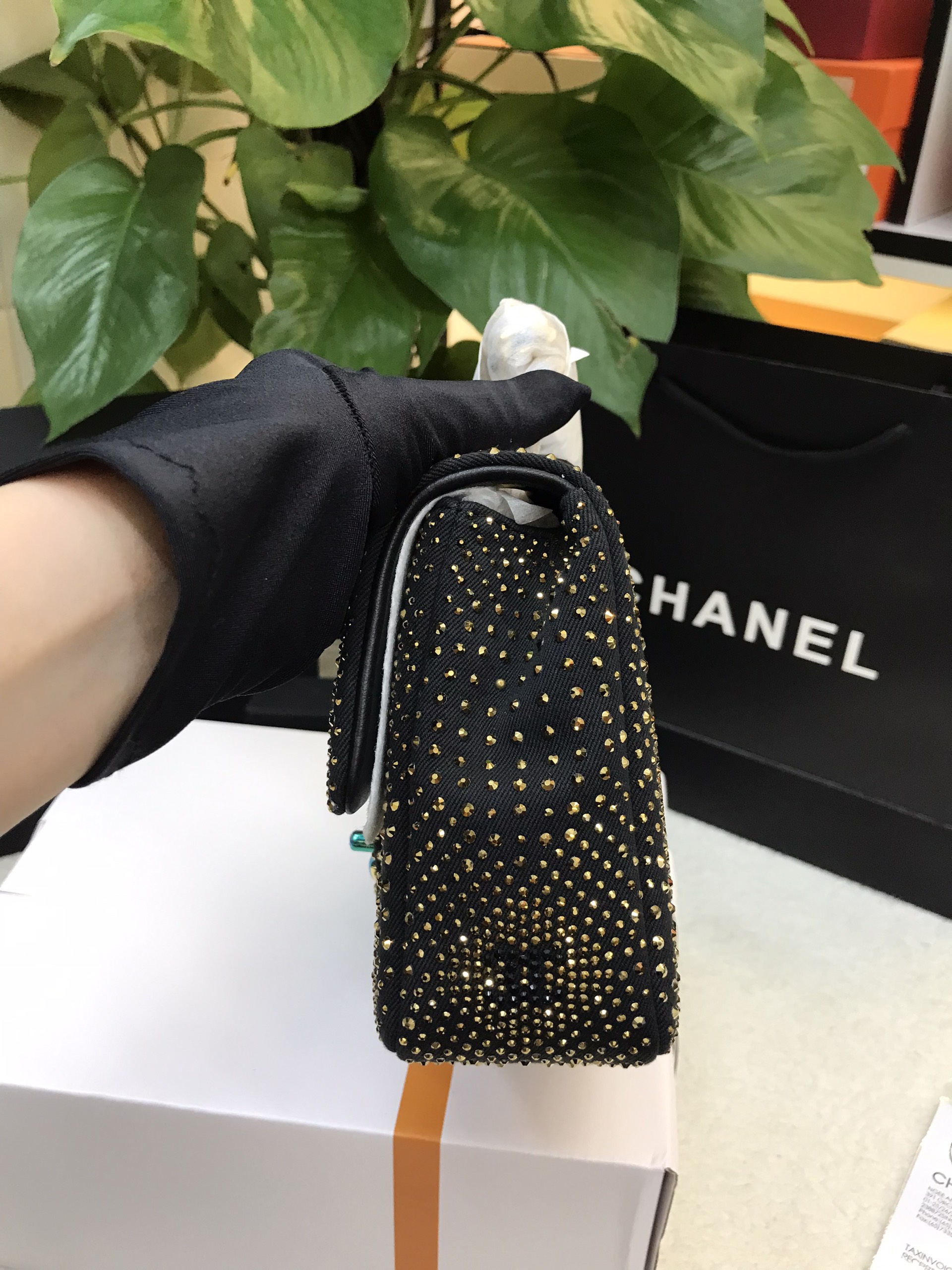 Túi Chanel Evening Bag Vàng Đen Siêu Cấp Size 21cm AS4297