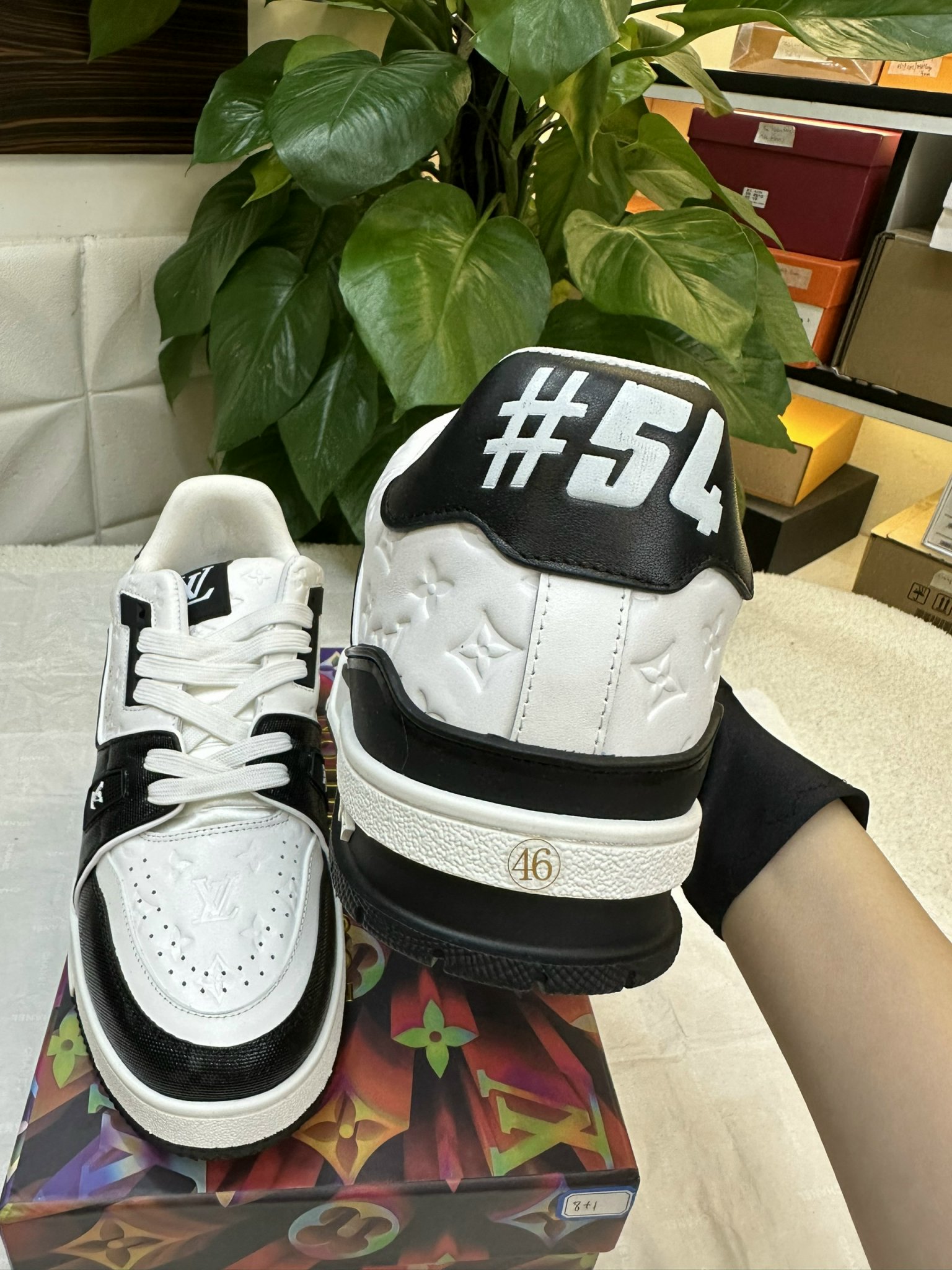 Giày Sneaker LV Trainer White Black  Siêu Cấp 1A9JG9 Size 46