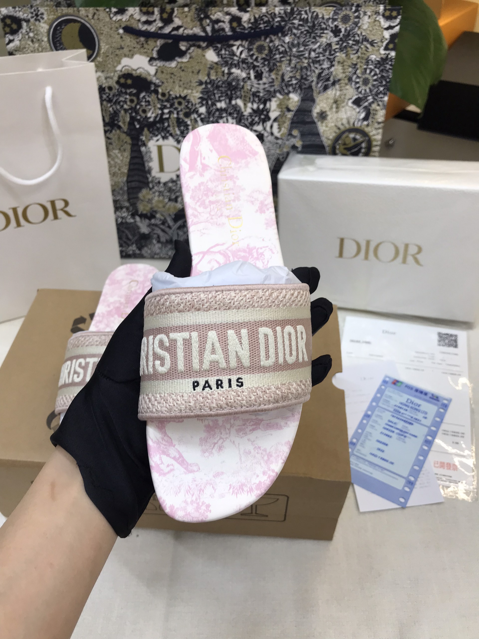 Dép Dioriviera Dway Slide Candy Pink Siêu Cấp Size 37