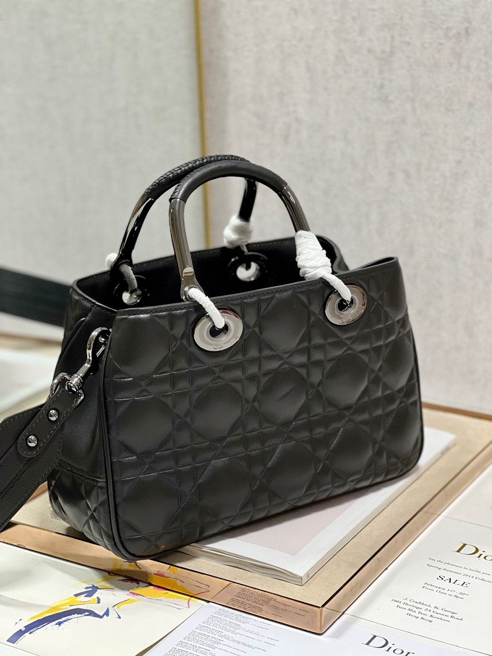 Túi Xách Dior Lady Siêu Cấp 95.22 Màu Đen Khóa Bạc Size 31×31×11cm
