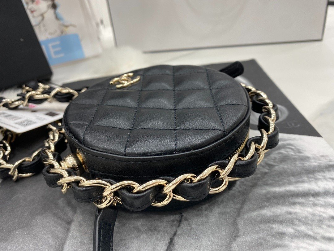 Túi Xách Chanel Tròn Siêu Cấp Size 12cm Màu Đen AP2568