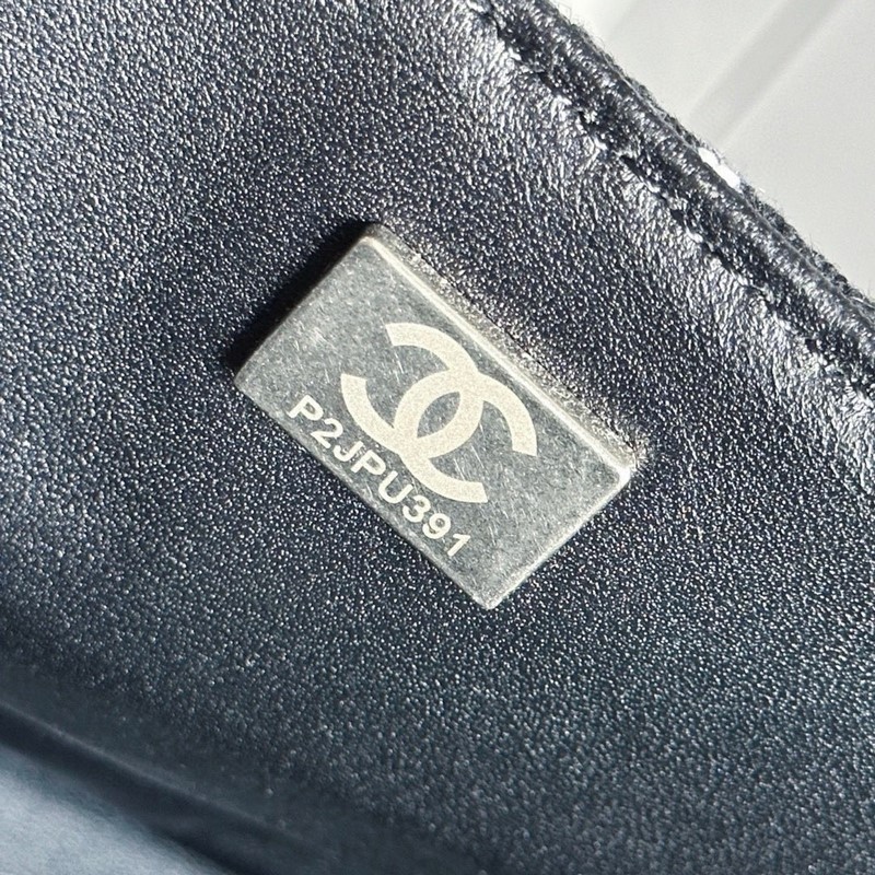 Túi Xách Chanel Hoa 23A Dệt Sợi Mix Màu Đen Sọc Trắng 2023