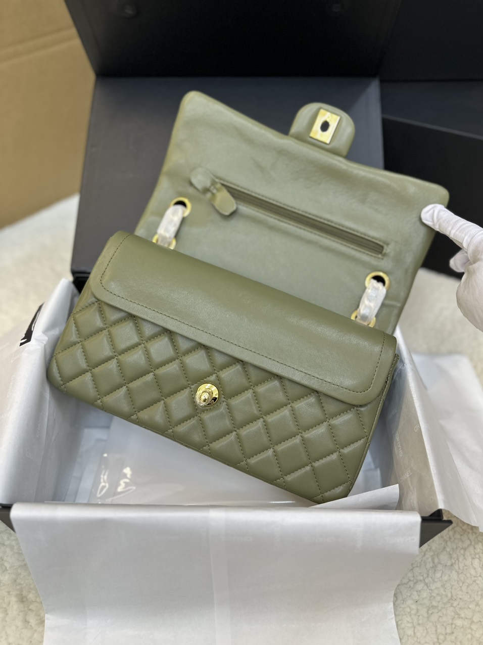 Túi Xách Chanel Classic Flap Màu Xanh Lá Cây Size 25cm