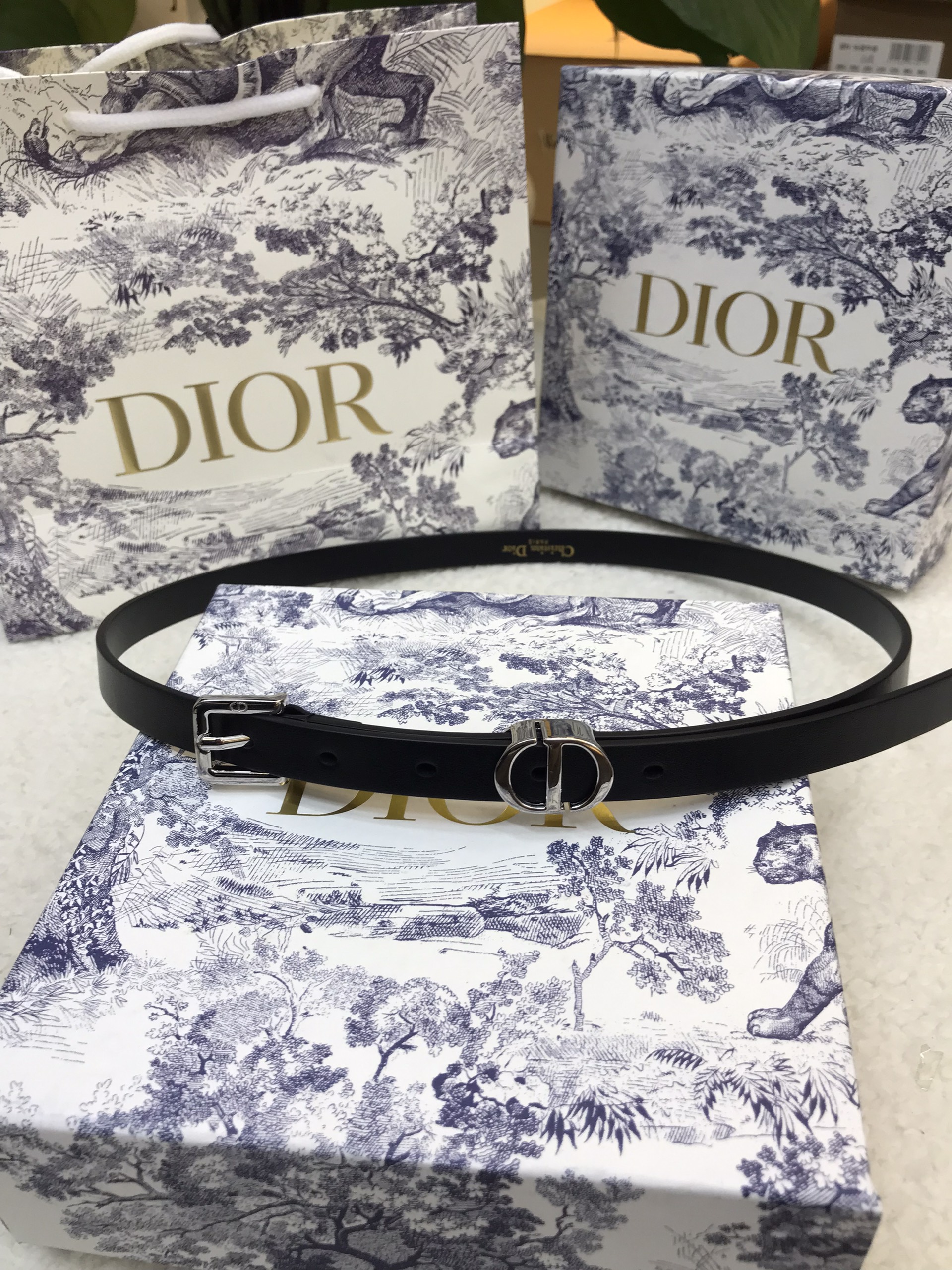 Thắt Lưng Dior 30 Montaigne Loop Belt Black Logo Silver Siêu Cấp