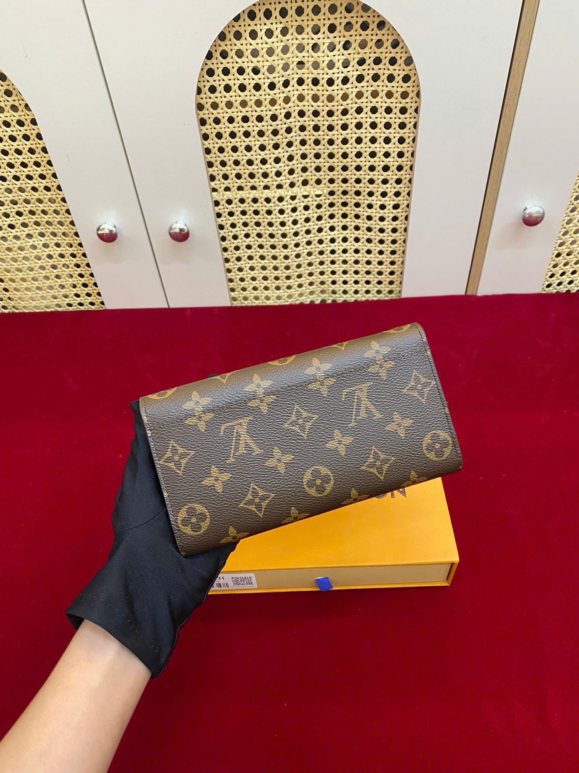 Ví LV Sarah Hoa Nâu Lót Nâu Siêu Cấp Size 19cm M60531
