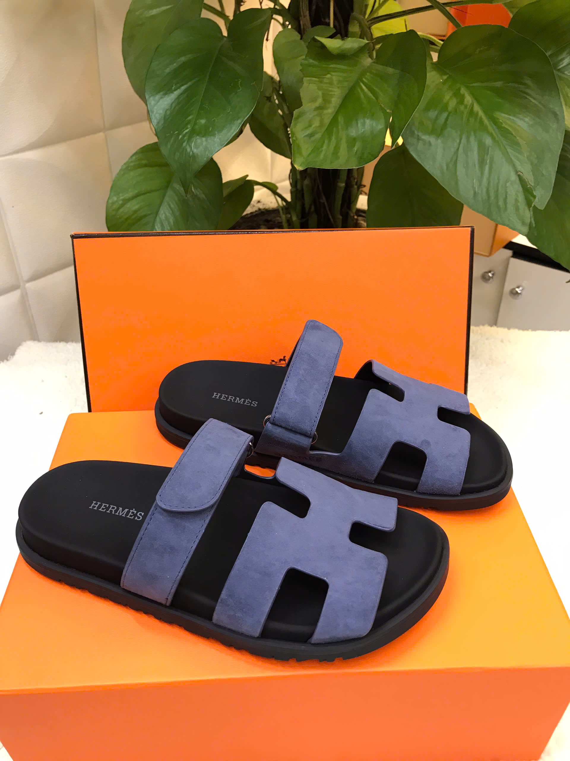 Giày Hermes Sandal Chypre Siêu Cấp Màu Xanh Size 39